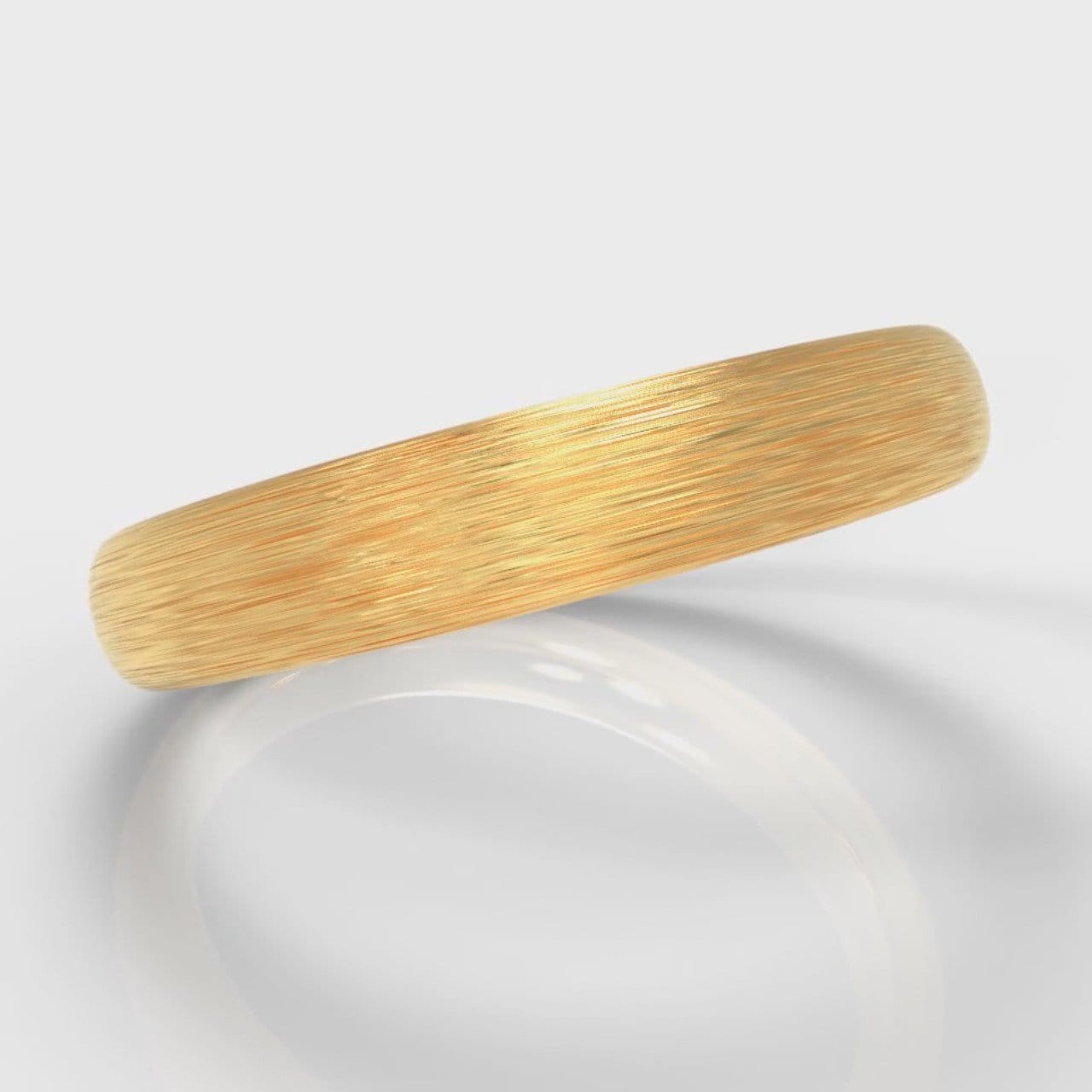 4mm Court Shaped Comfort Fit Brushed Wedding Ring - Yellow Gold