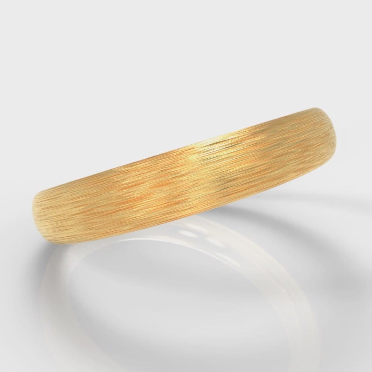 4mm Court Shaped Comfort Fit Brushed Wedding Ring - Yellow Gold