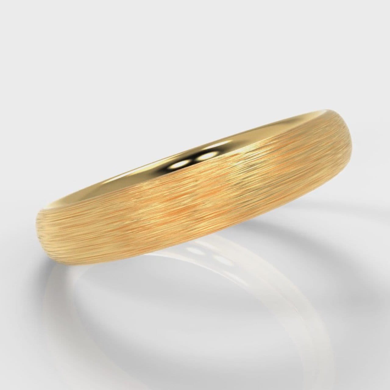 4mm Court Shaped Comfort Fit Brushed Wedding Ring - Yellow Gold