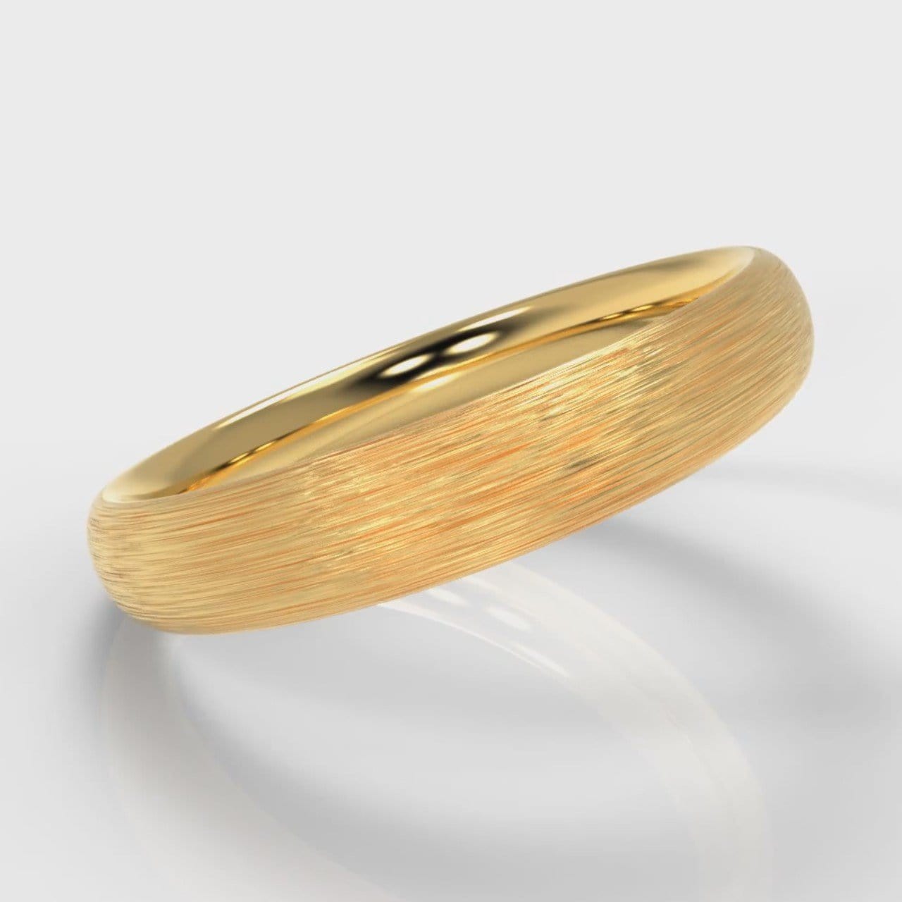 4mm Court Shaped Comfort Fit Brushed Wedding Ring - Yellow Gold