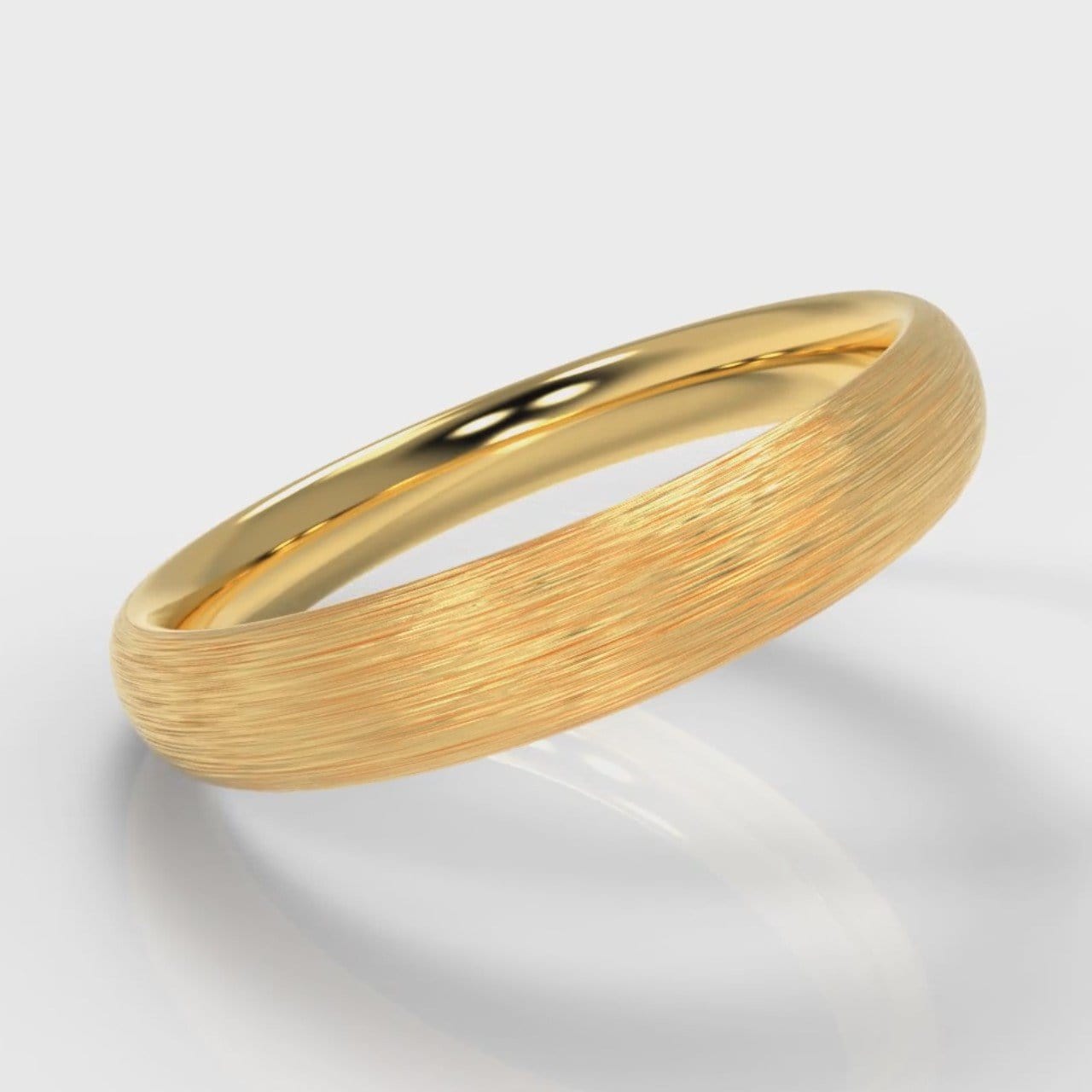 4mm Court Shaped Comfort Fit Brushed Wedding Ring - Yellow Gold