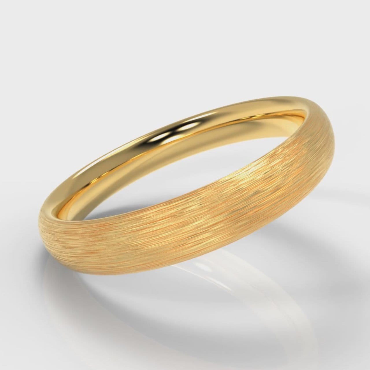 4mm Court Shaped Comfort Fit Brushed Wedding Ring - Yellow Gold