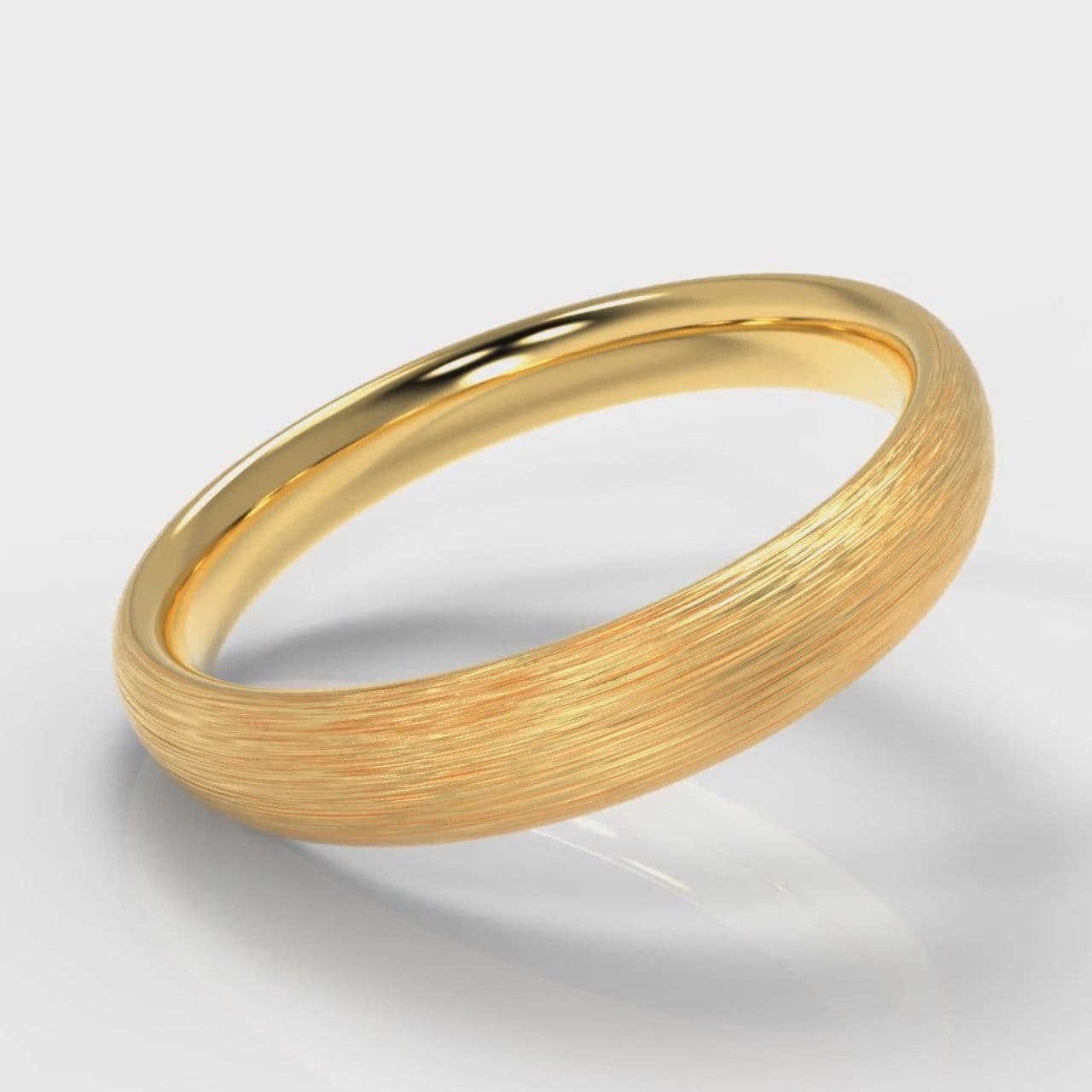 4mm Court Shaped Comfort Fit Brushed Wedding Ring - Yellow Gold
