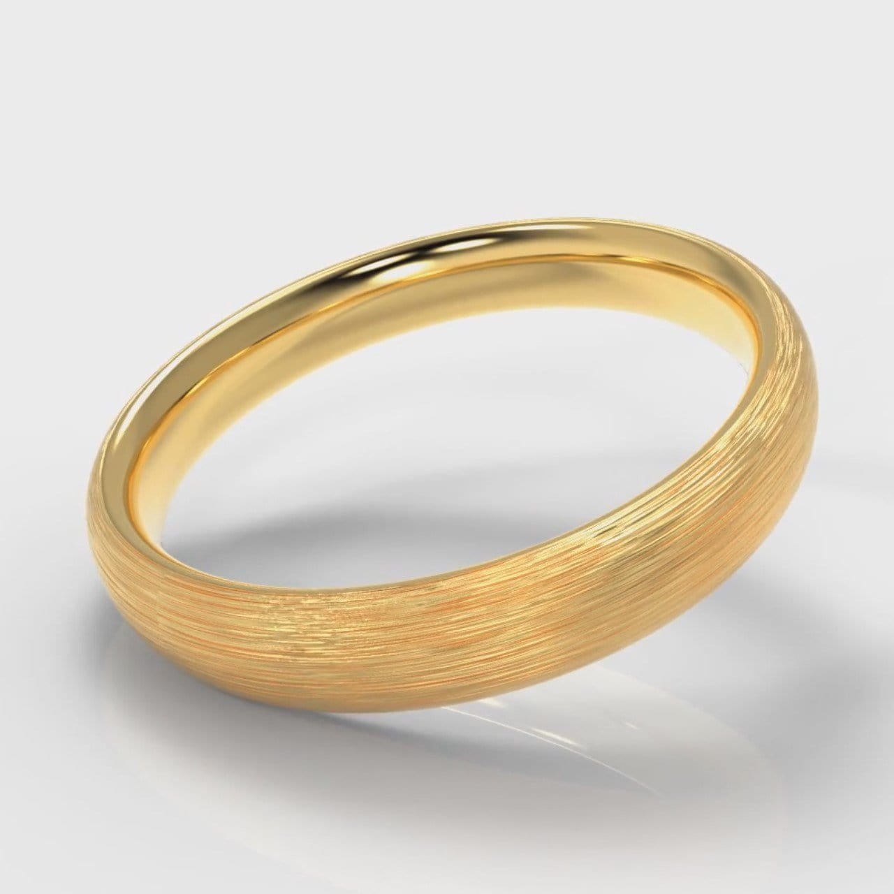 4mm Court Shaped Comfort Fit Brushed Wedding Ring - Yellow Gold