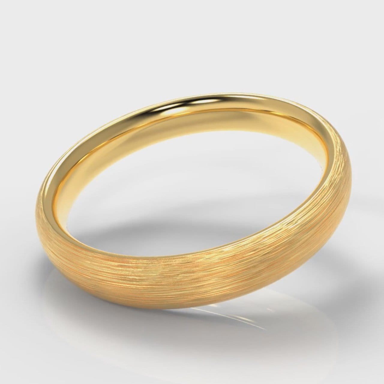 4mm Court Shaped Comfort Fit Brushed Wedding Ring - Yellow Gold