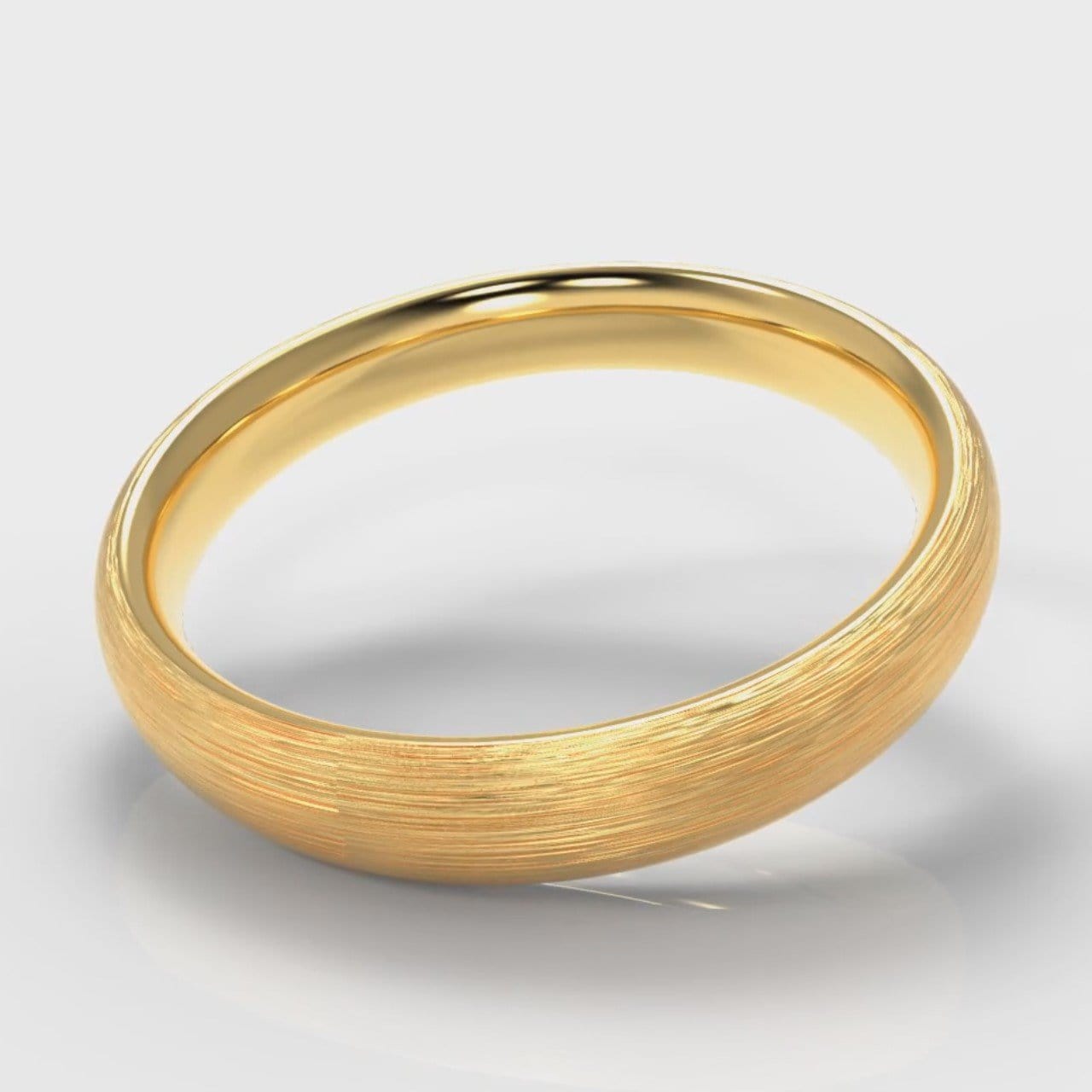 4mm Court Shaped Comfort Fit Brushed Wedding Ring - Yellow Gold