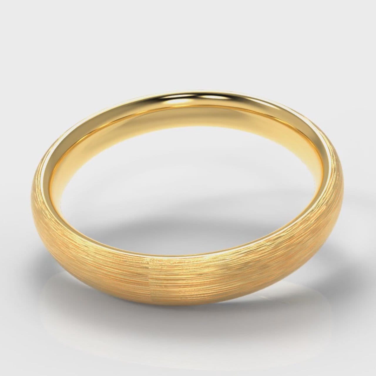 4mm Court Shaped Comfort Fit Brushed Wedding Ring - Yellow Gold