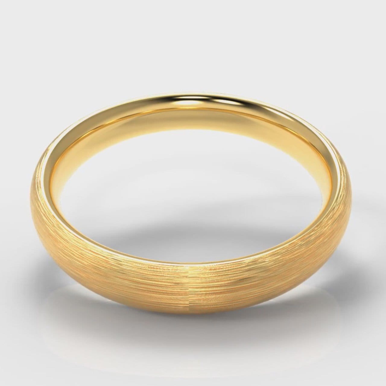 4mm Court Shaped Comfort Fit Brushed Wedding Ring - Yellow Gold