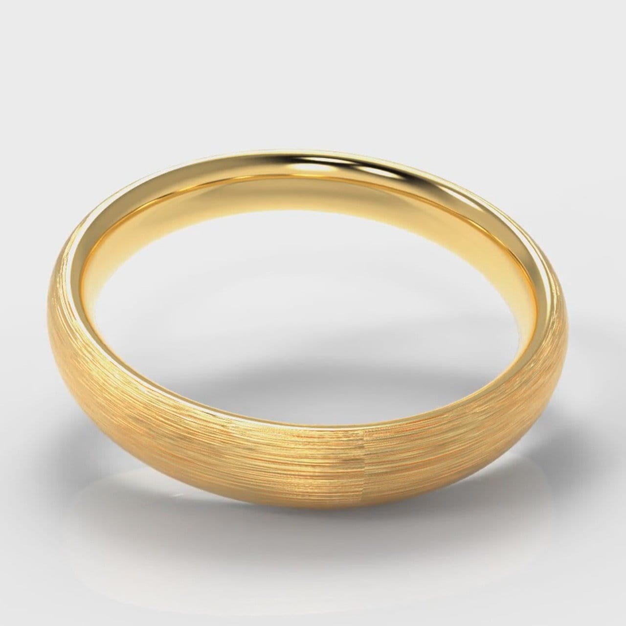 4mm Court Shaped Comfort Fit Brushed Wedding Ring - Yellow Gold