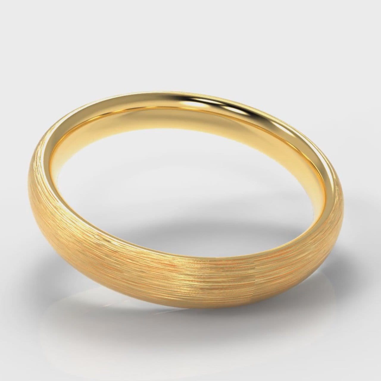 4mm Court Shaped Comfort Fit Brushed Wedding Ring - Yellow Gold