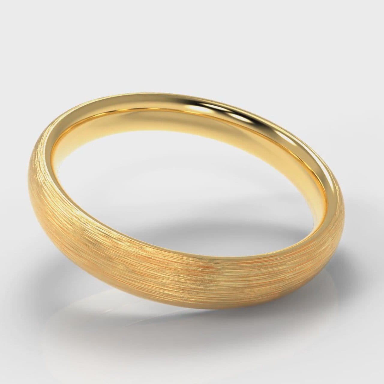 4mm Court Shaped Comfort Fit Brushed Wedding Ring - Yellow Gold