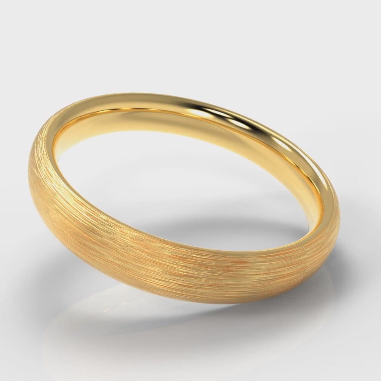 4mm Court Shaped Comfort Fit Brushed Wedding Ring - Yellow Gold