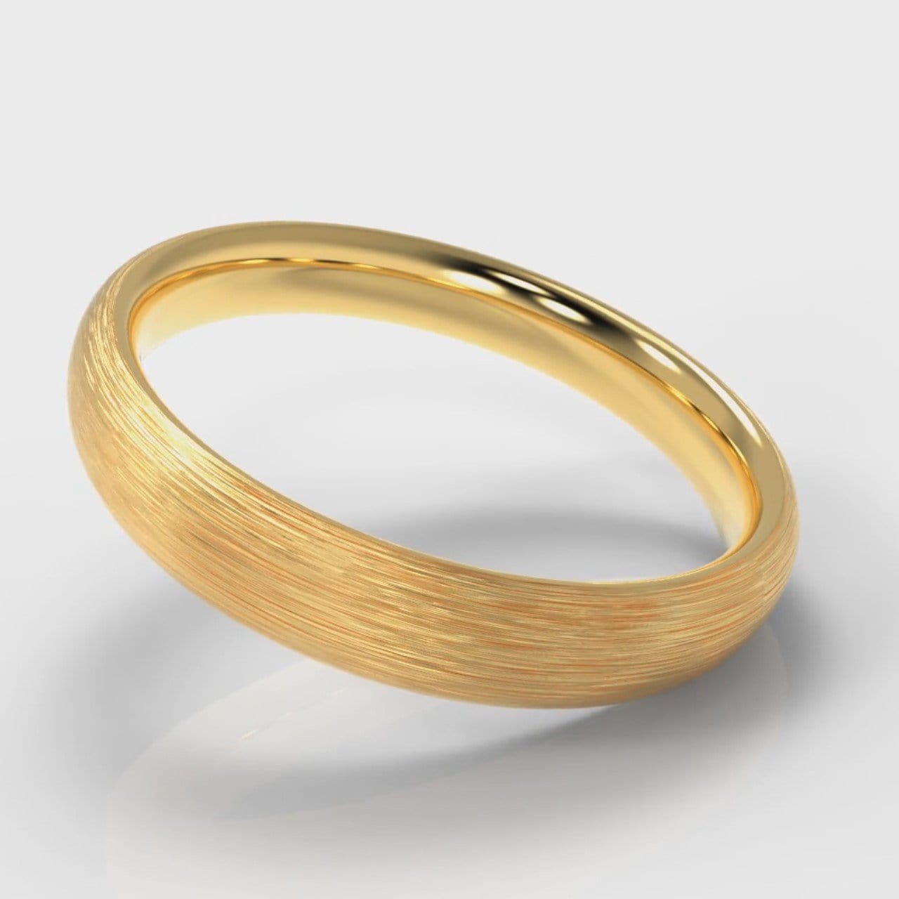 4mm Court Shaped Comfort Fit Brushed Wedding Ring - Yellow Gold
