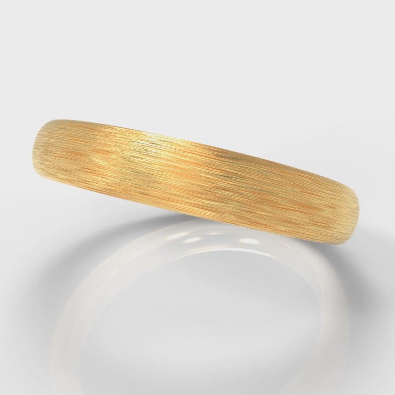 4mm Court Shaped Comfort Fit Brushed Wedding Ring - Yellow Gold