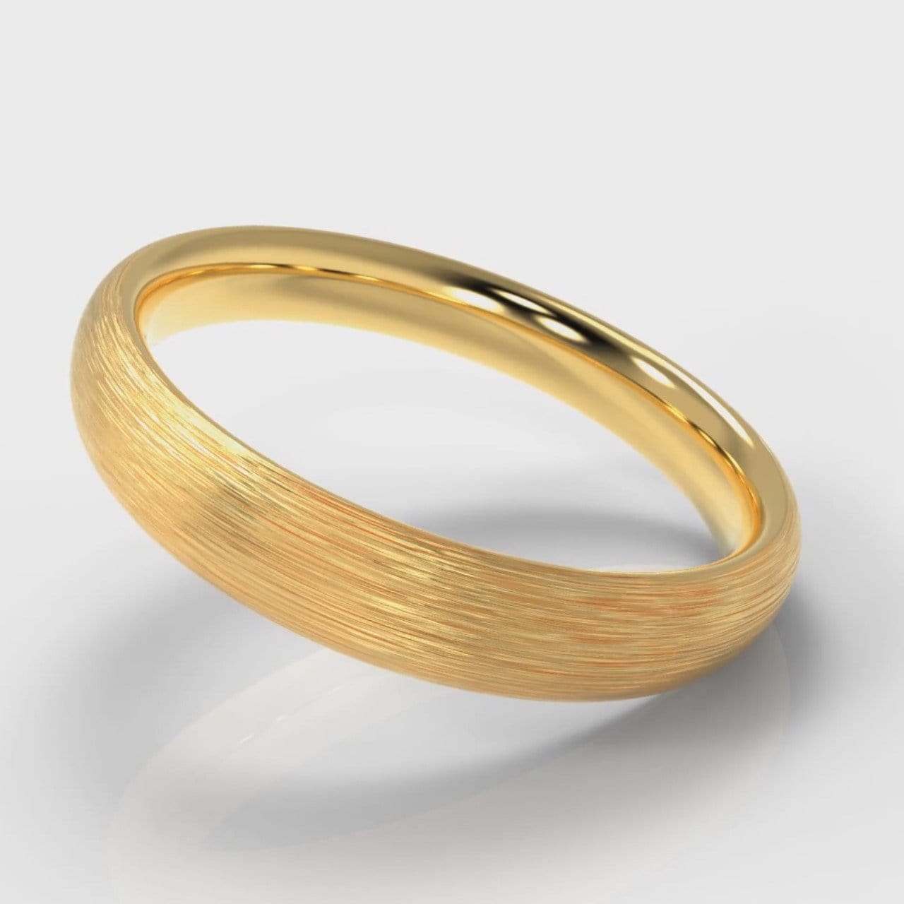 4mm Court Shaped Comfort Fit Brushed Wedding Ring - Yellow Gold