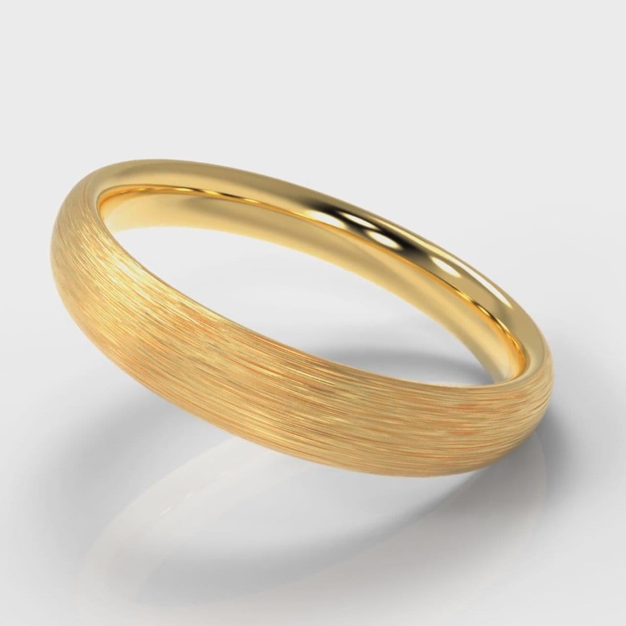4mm Court Shaped Comfort Fit Brushed Wedding Ring - Yellow Gold