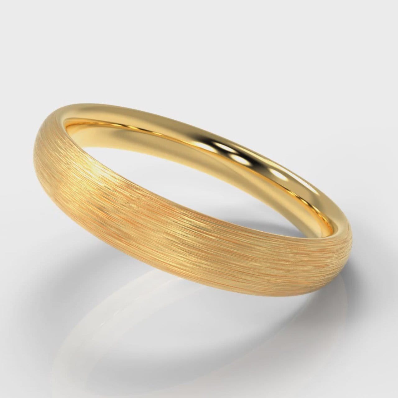 4mm Court Shaped Comfort Fit Brushed Wedding Ring - Yellow Gold
