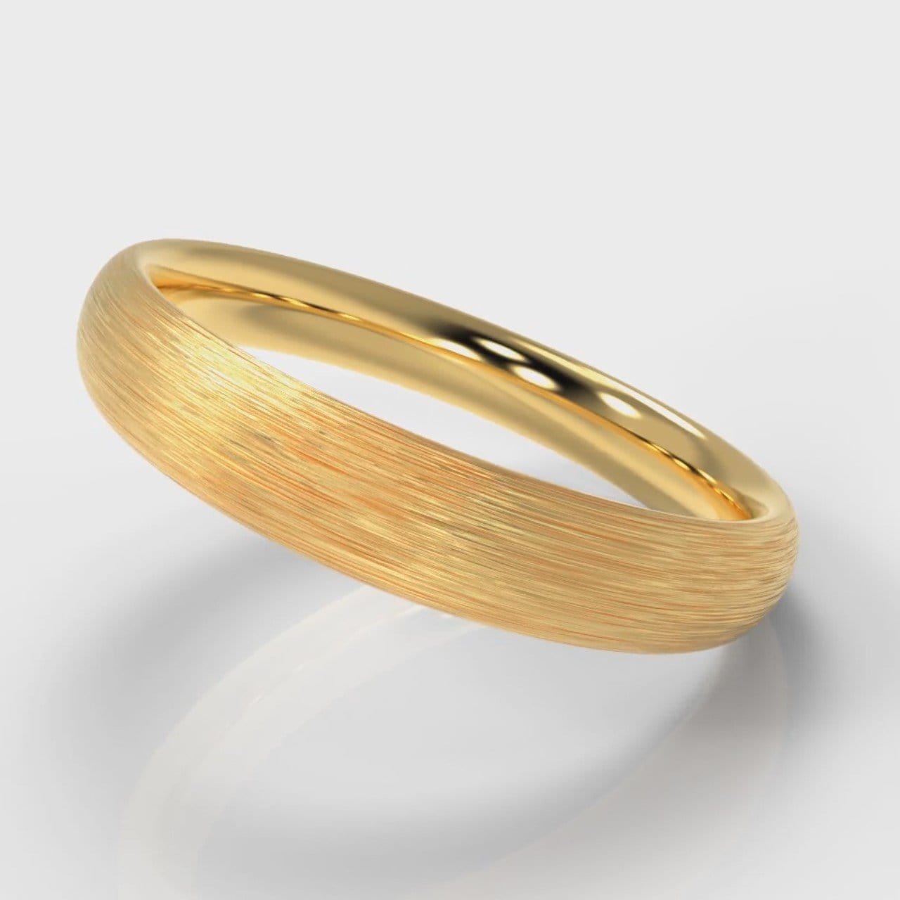 4mm Court Shaped Comfort Fit Brushed Wedding Ring - Yellow Gold