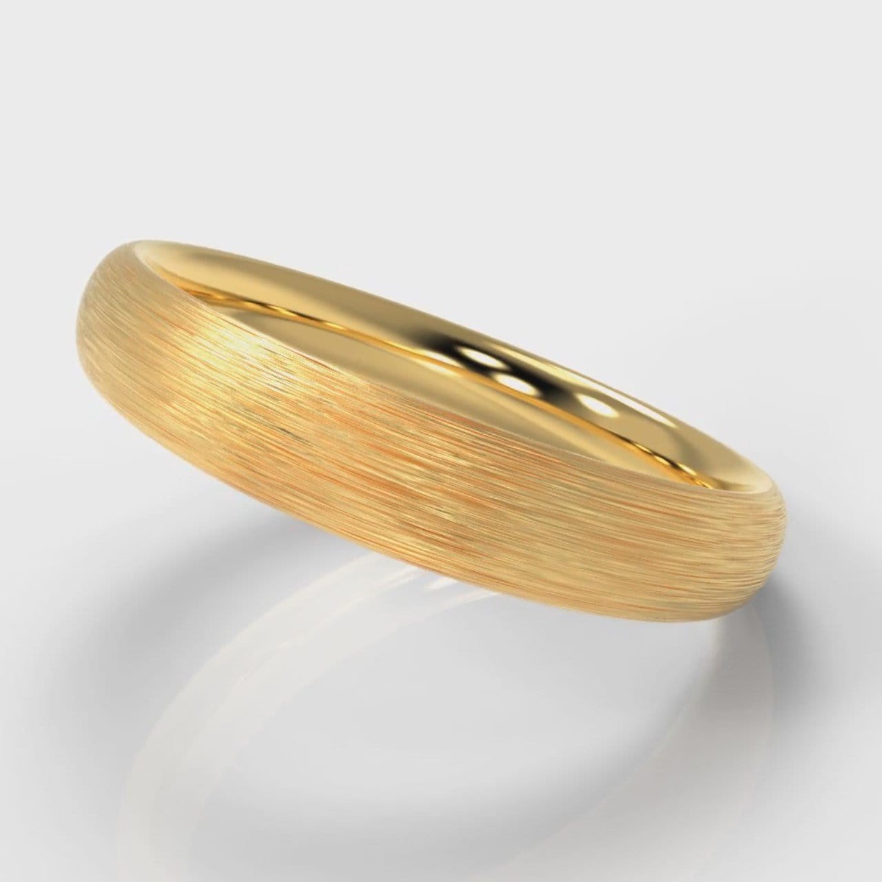 4mm Court Shaped Comfort Fit Brushed Wedding Ring - Yellow Gold