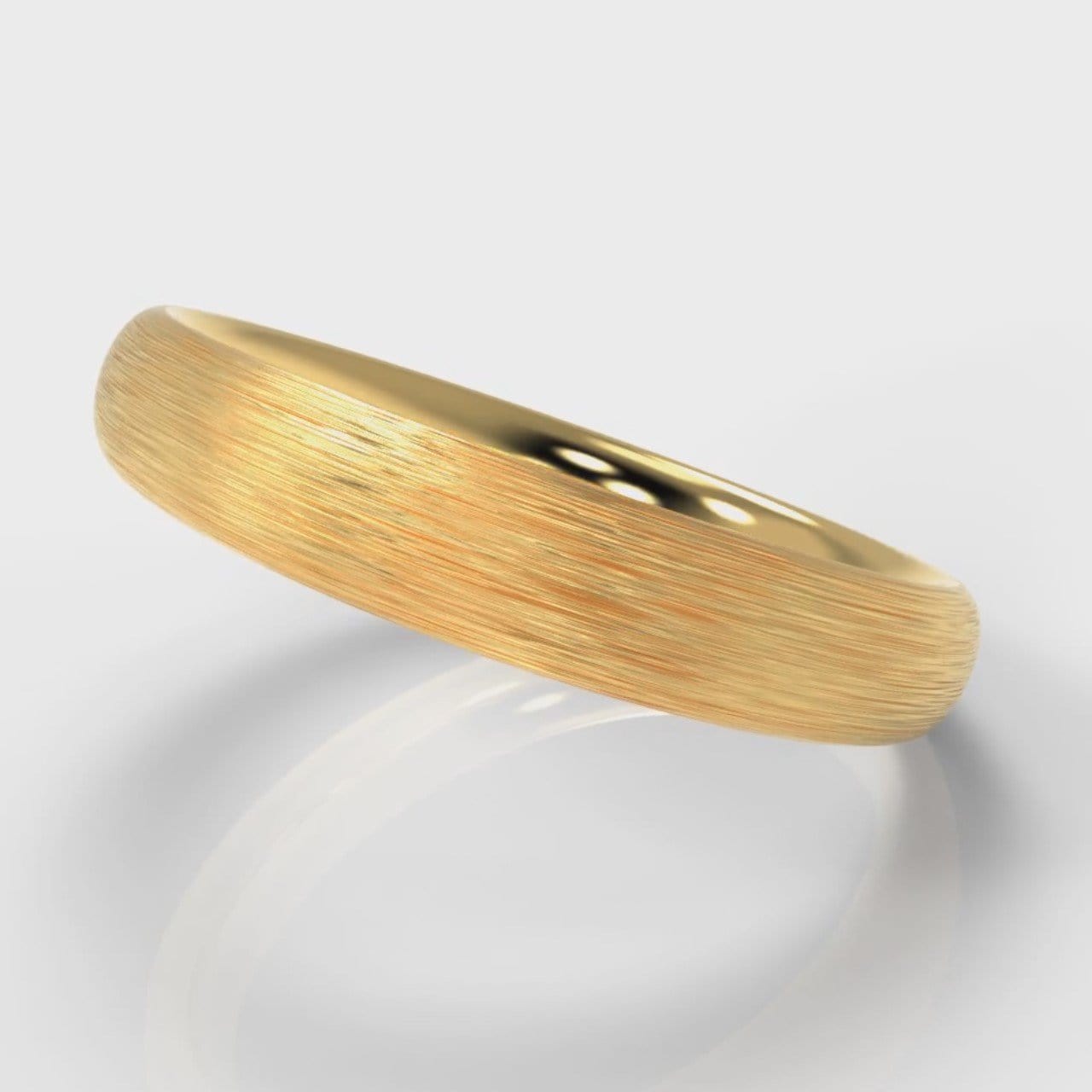 4mm Court Shaped Comfort Fit Brushed Wedding Ring - Yellow Gold