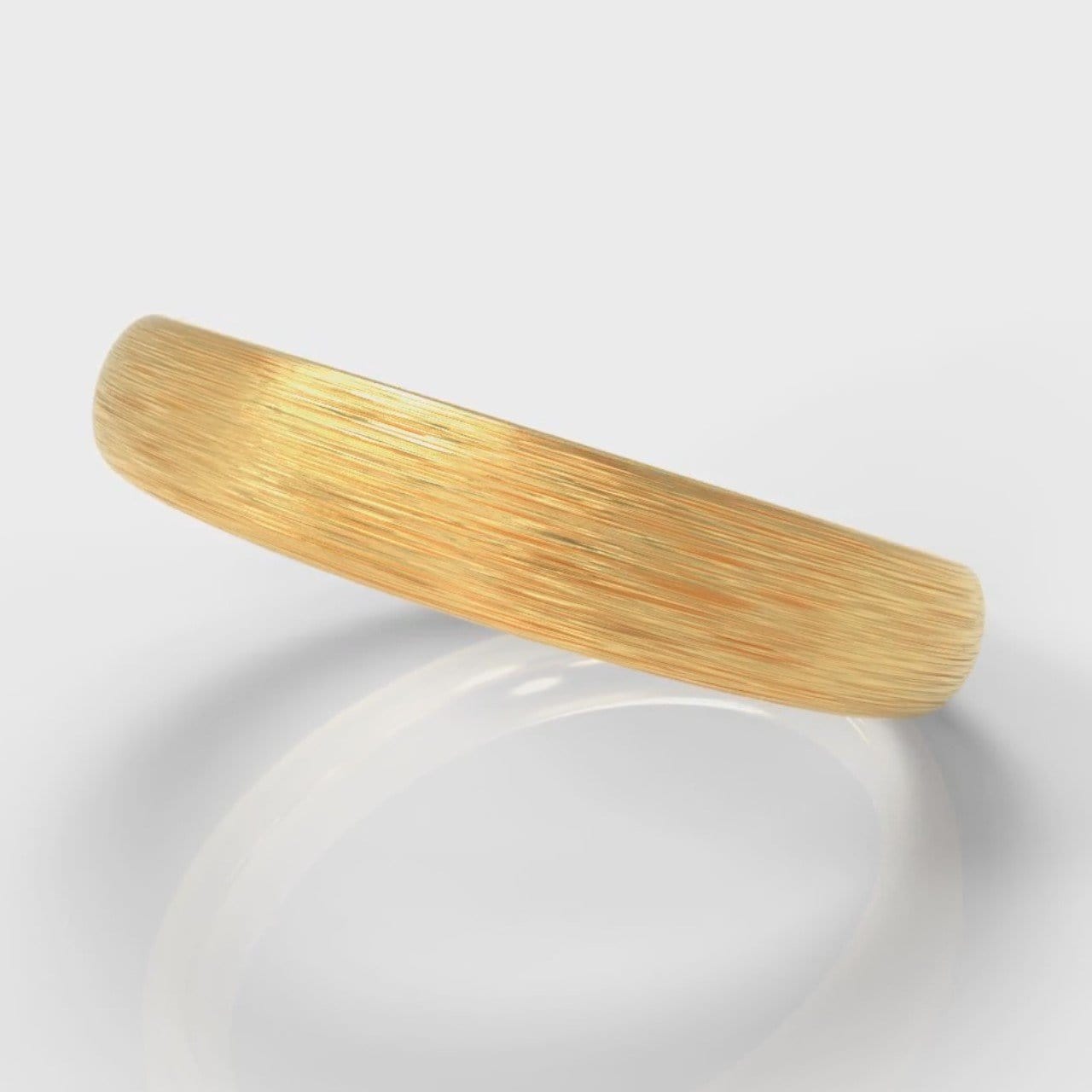 4mm Court Shaped Comfort Fit Brushed Wedding Ring - Yellow Gold