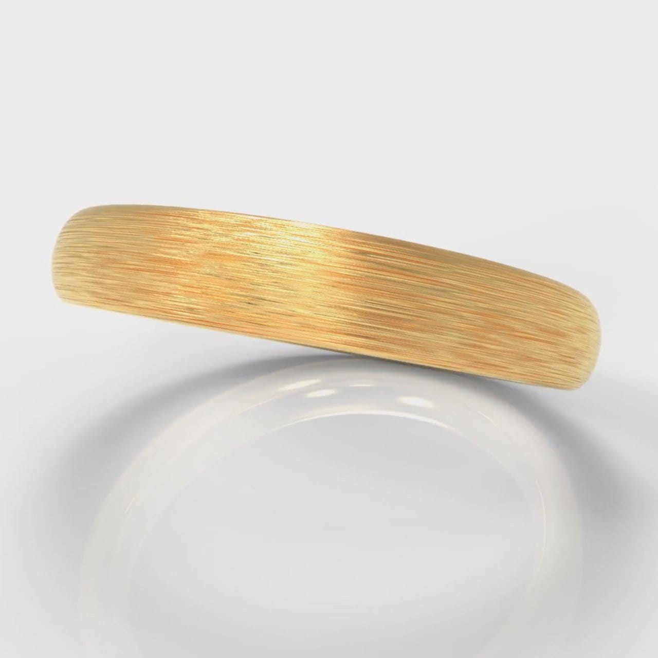 4mm Court Shaped Comfort Fit Brushed Wedding Ring - Yellow Gold