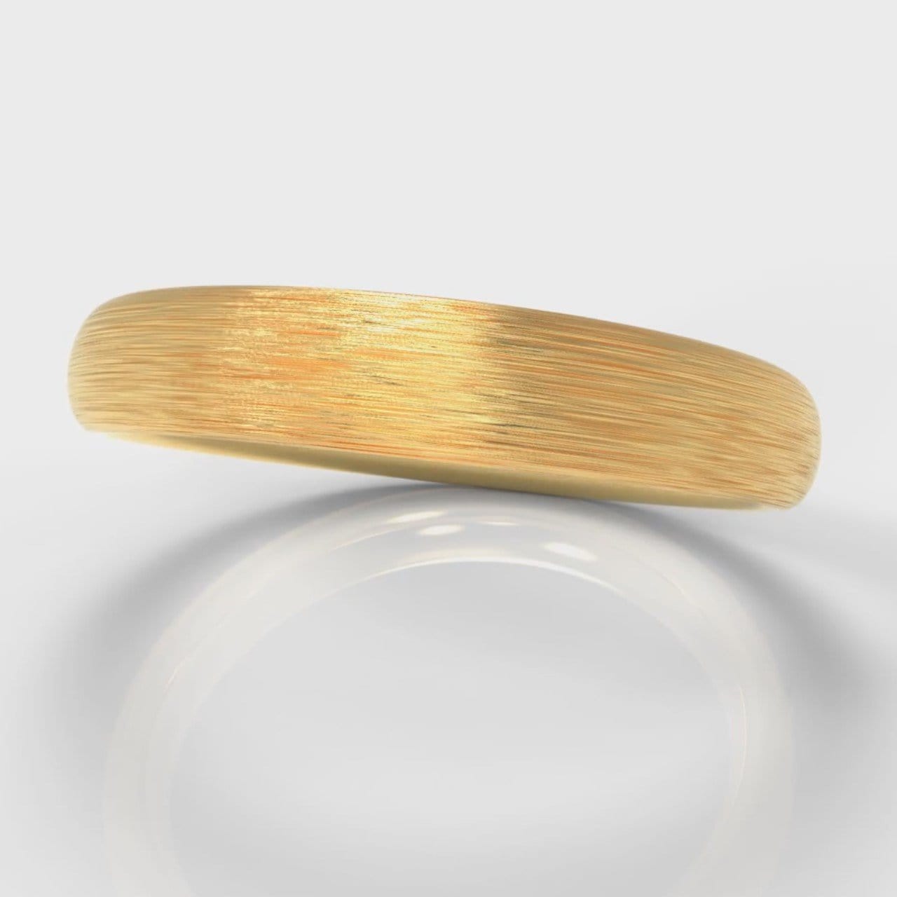4mm Court Shaped Comfort Fit Brushed Wedding Ring - Yellow Gold