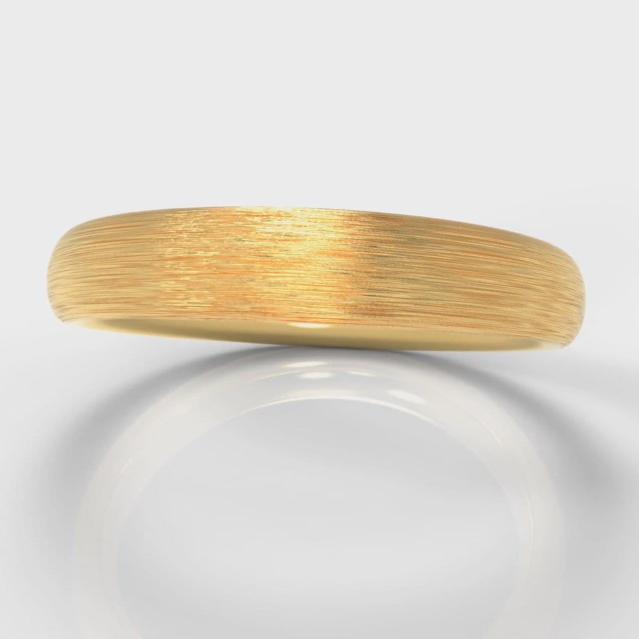 4mm Court Shaped Comfort Fit Brushed Wedding Ring - Yellow Gold