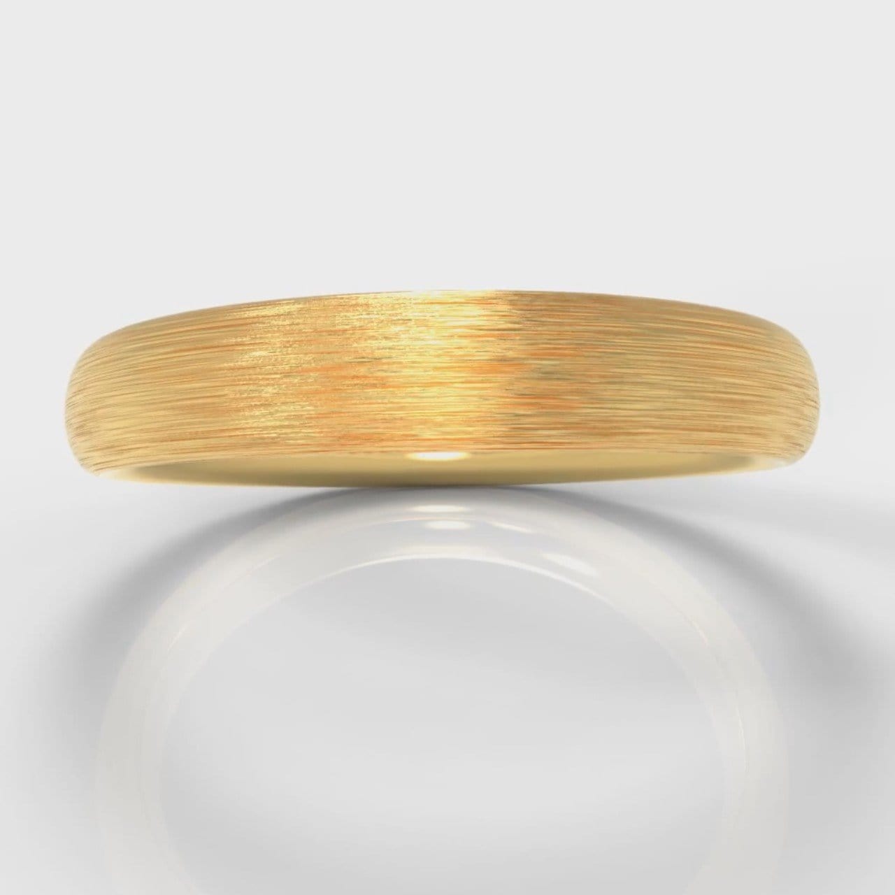 4mm Court Shaped Comfort Fit Brushed Wedding Ring - Yellow Gold