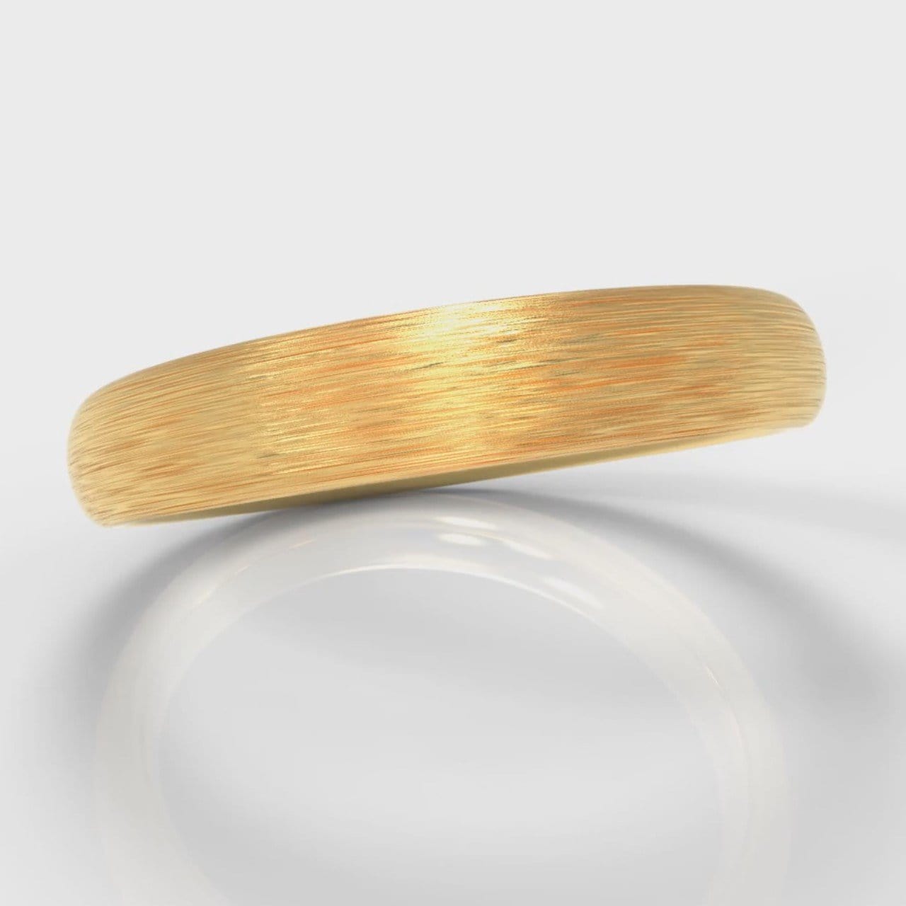 4mm Court Shaped Comfort Fit Brushed Wedding Ring - Yellow Gold