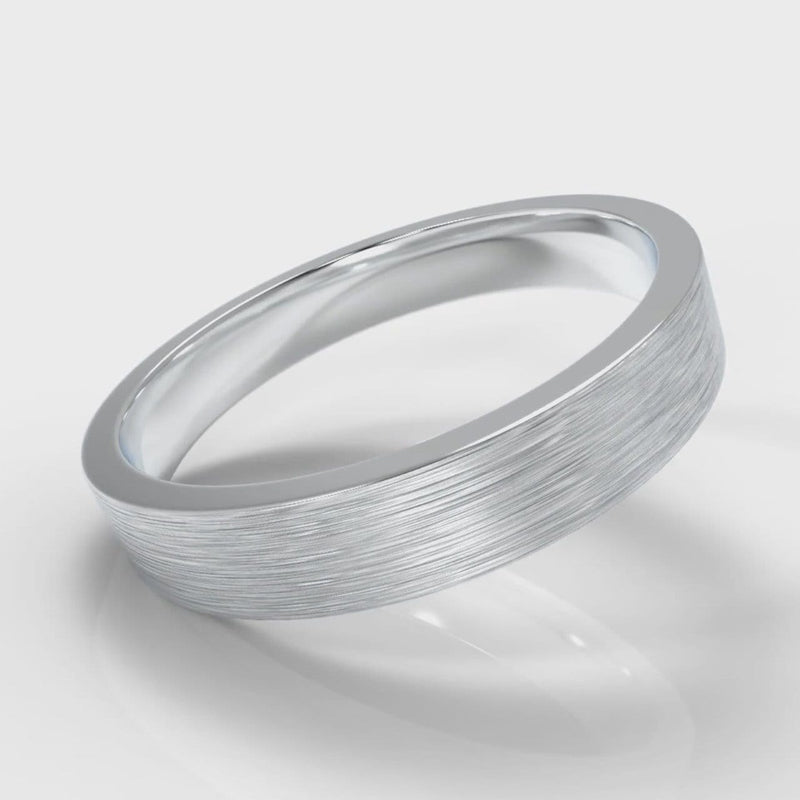4mm Flat Top Comfort Fit Brushed Wedding Ring