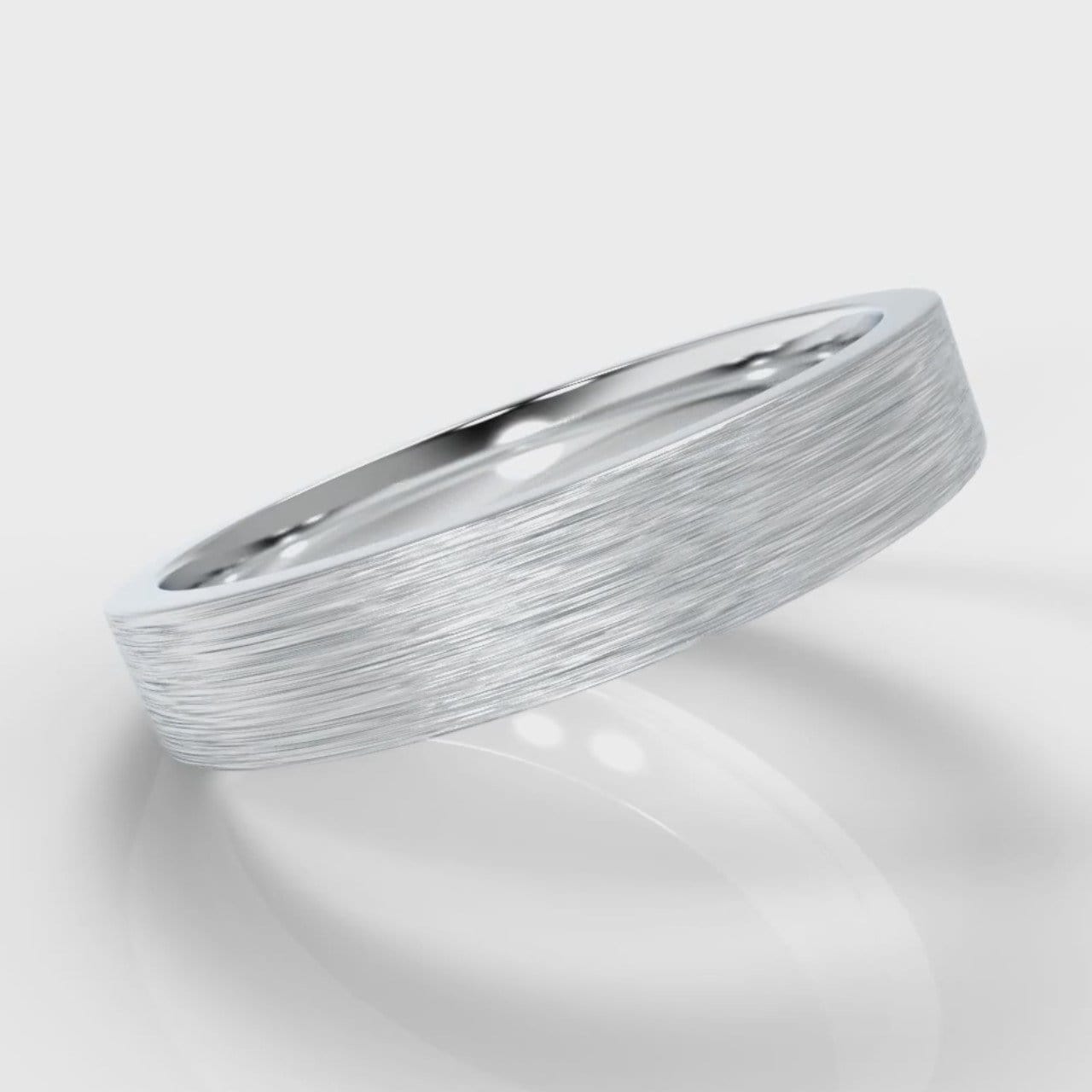 4mm Flat Top Comfort Fit Brushed Wedding Ring