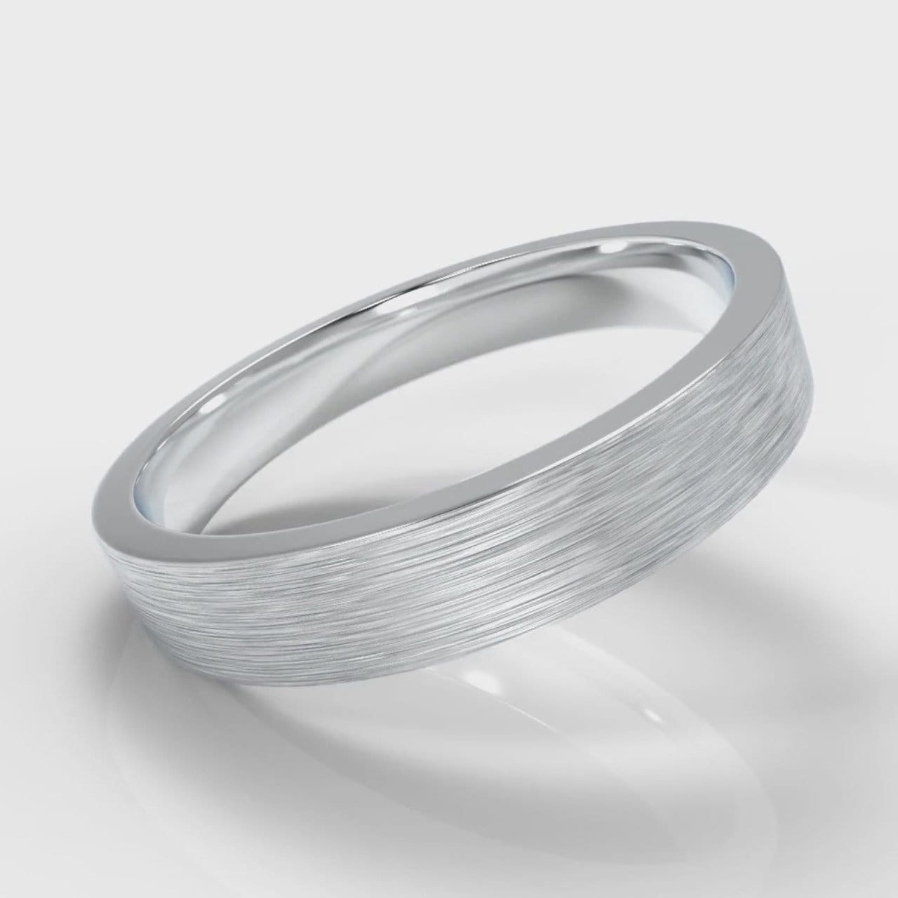 4mm Flat Top Comfort Fit Brushed Wedding Ring