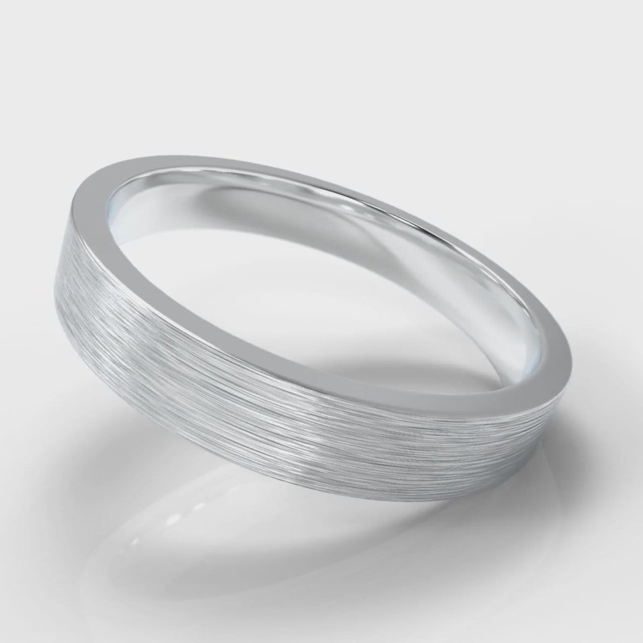 4mm Flat Top Comfort Fit Brushed Wedding Ring