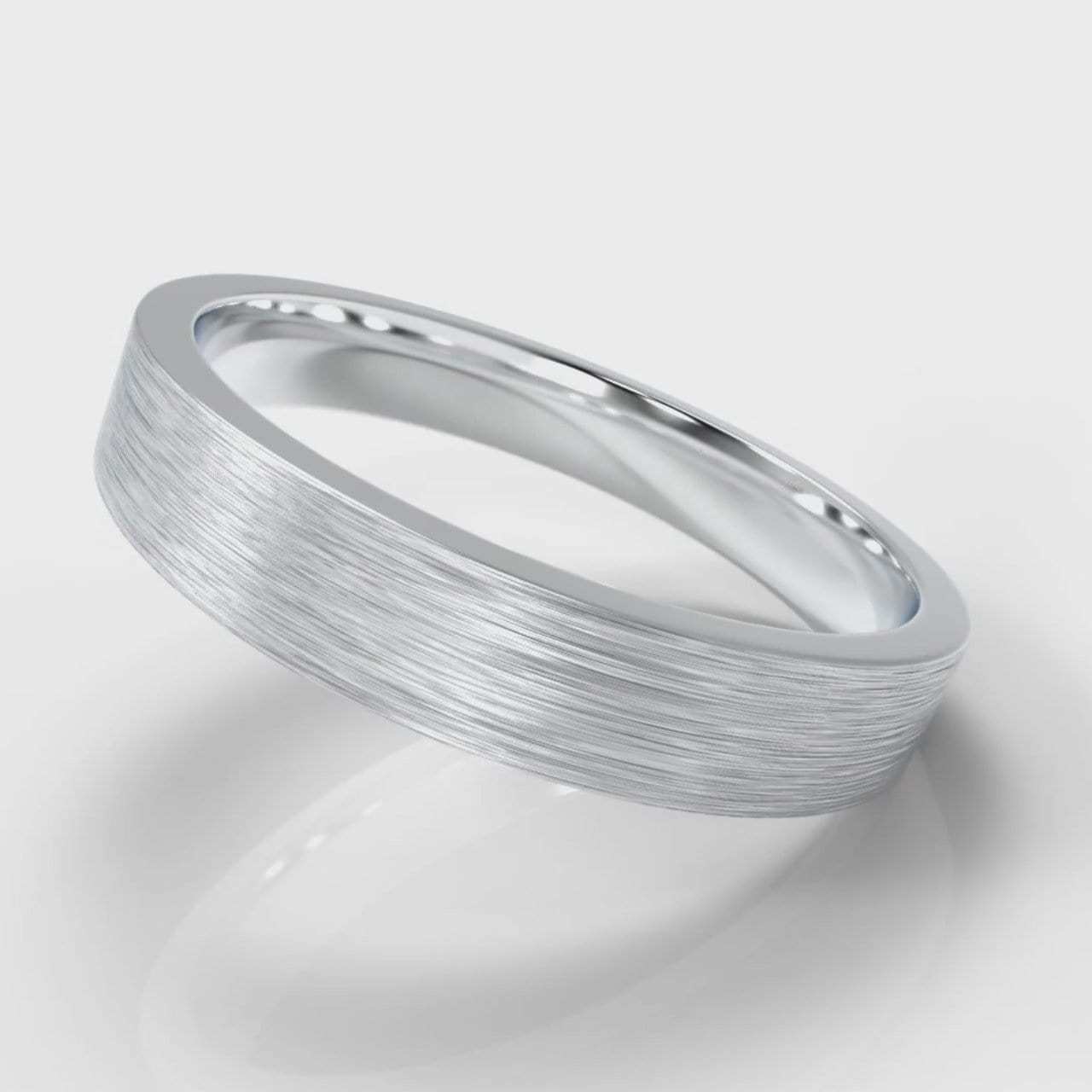 4mm Flat Top Comfort Fit Brushed Wedding Ring