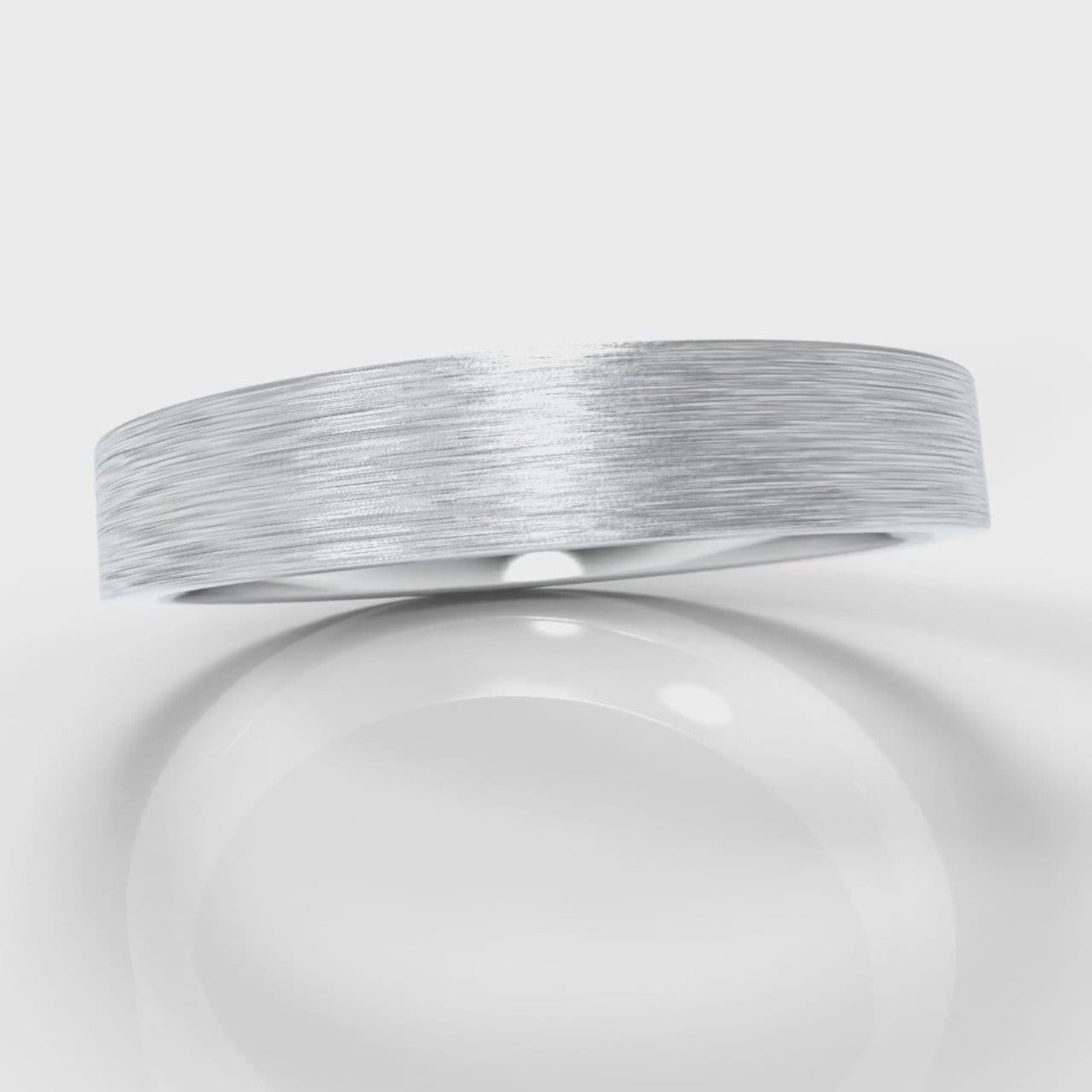 4mm Flat Top Comfort Fit Brushed Wedding Ring