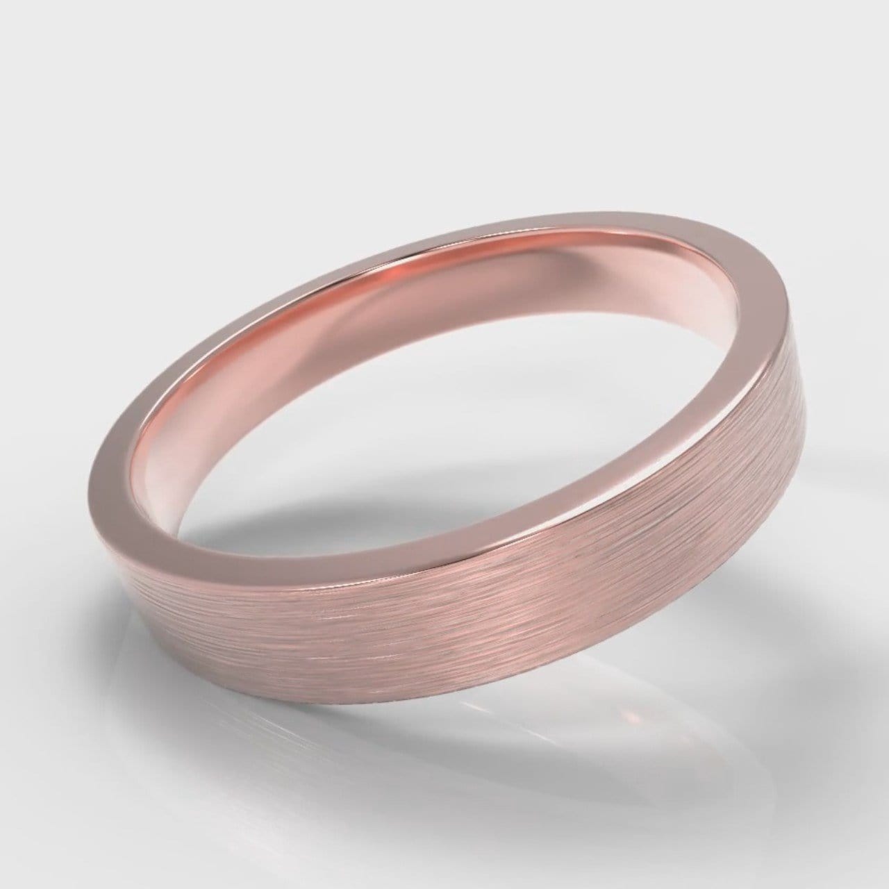 4mm Flat Top Comfort Fit Brushed Wedding Ring - Rose Gold