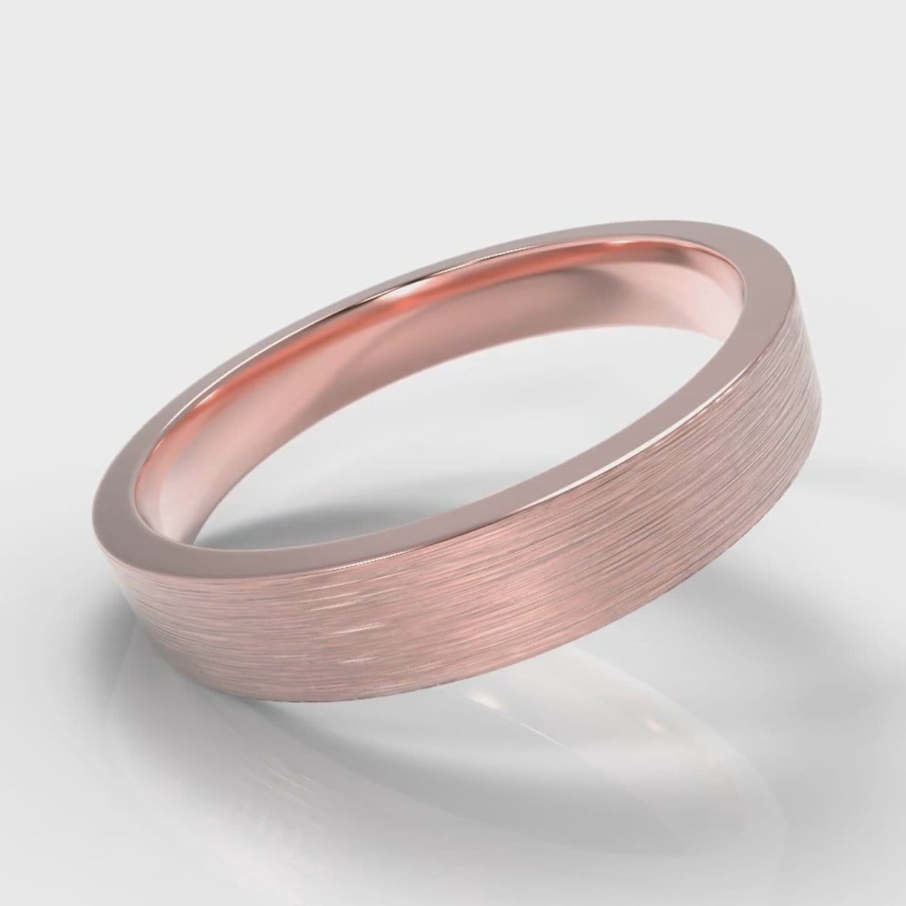 4mm Flat Top Comfort Fit Brushed Wedding Ring - Rose Gold