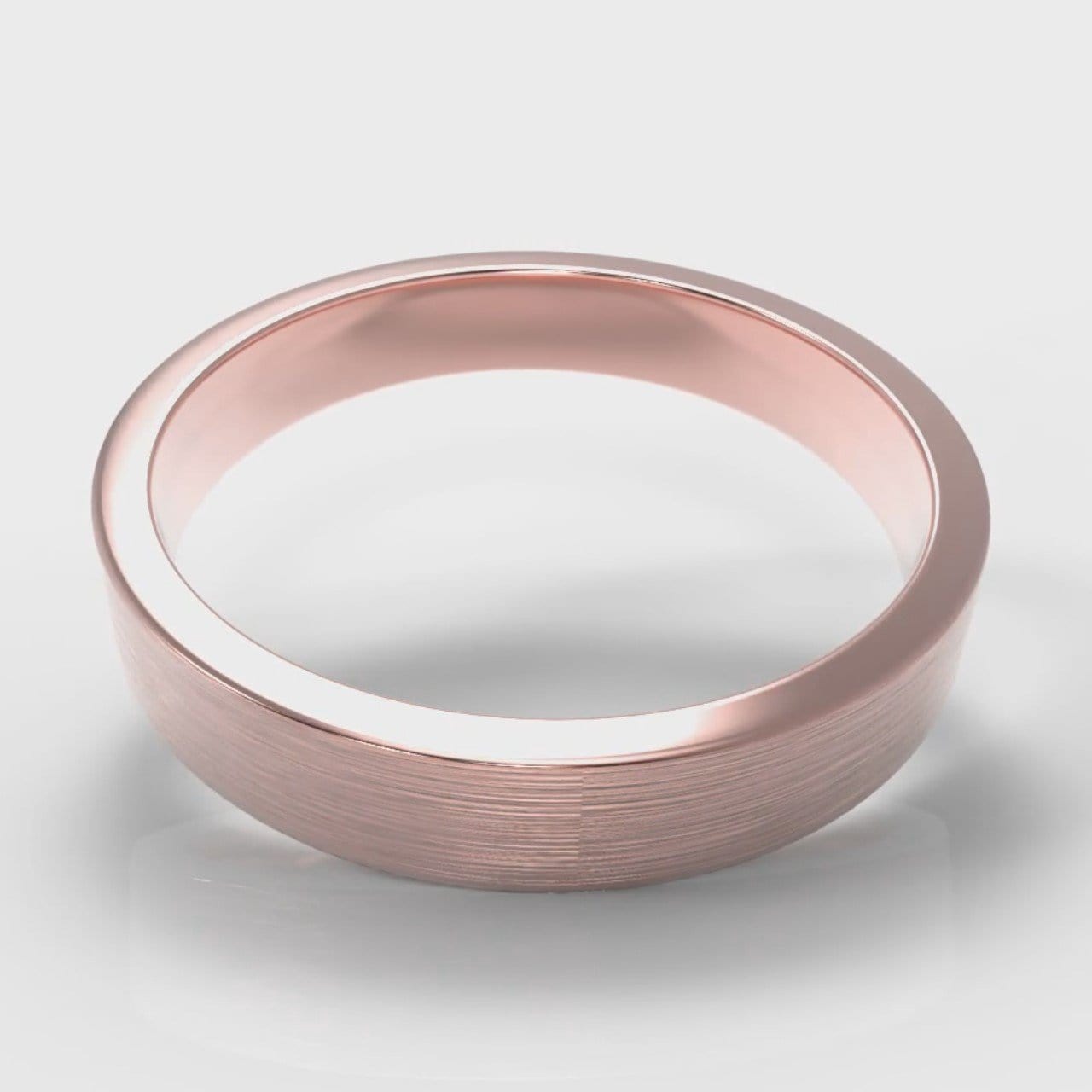 4mm Flat Top Comfort Fit Brushed Wedding Ring - Rose Gold