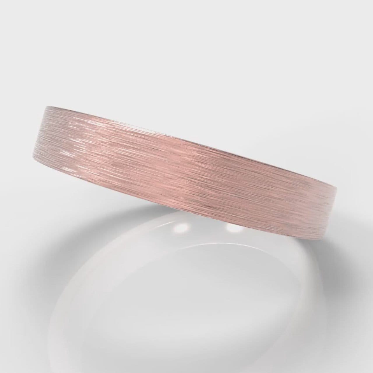 4mm Flat Top Comfort Fit Brushed Wedding Ring - Rose Gold