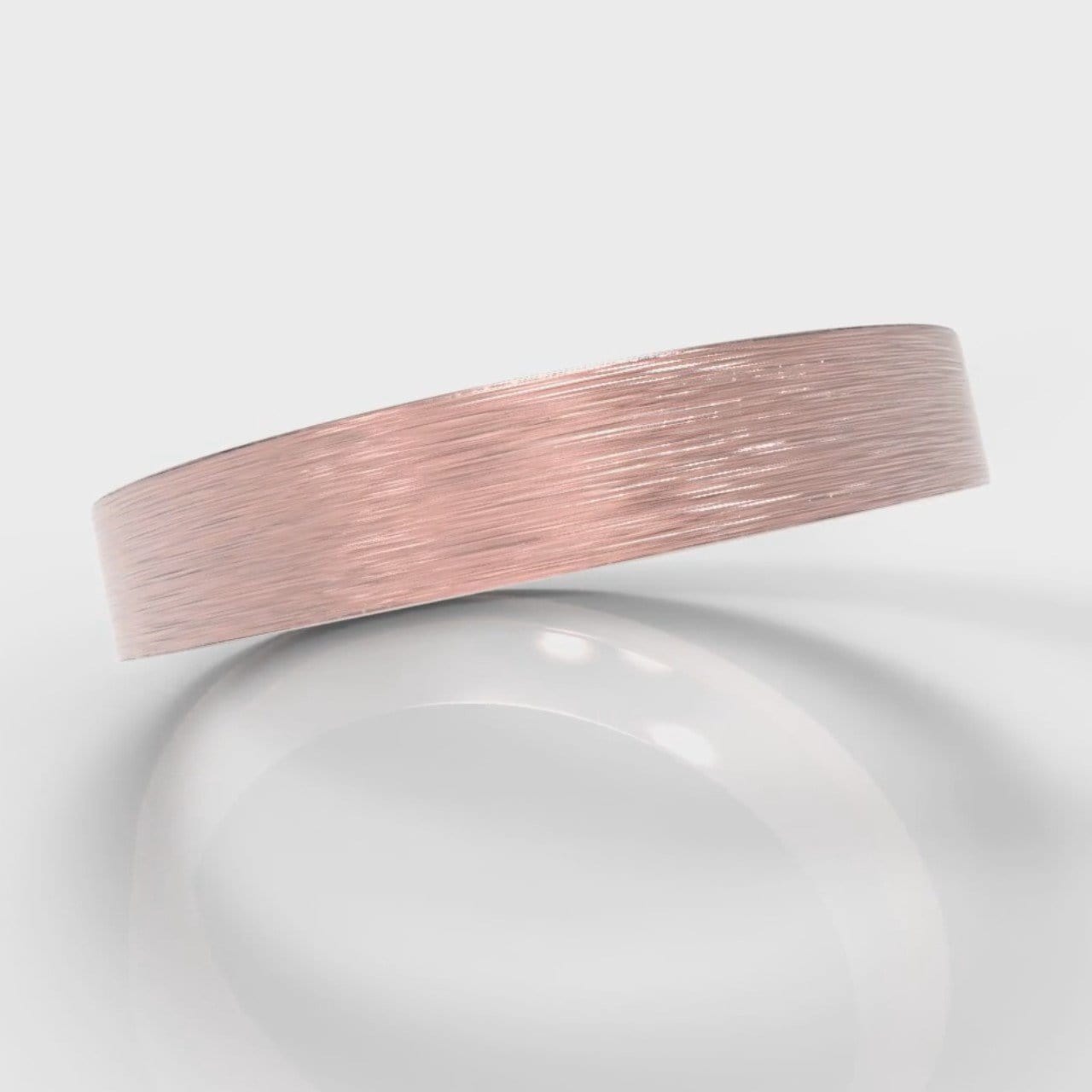 4mm Flat Top Comfort Fit Brushed Wedding Ring - Rose Gold