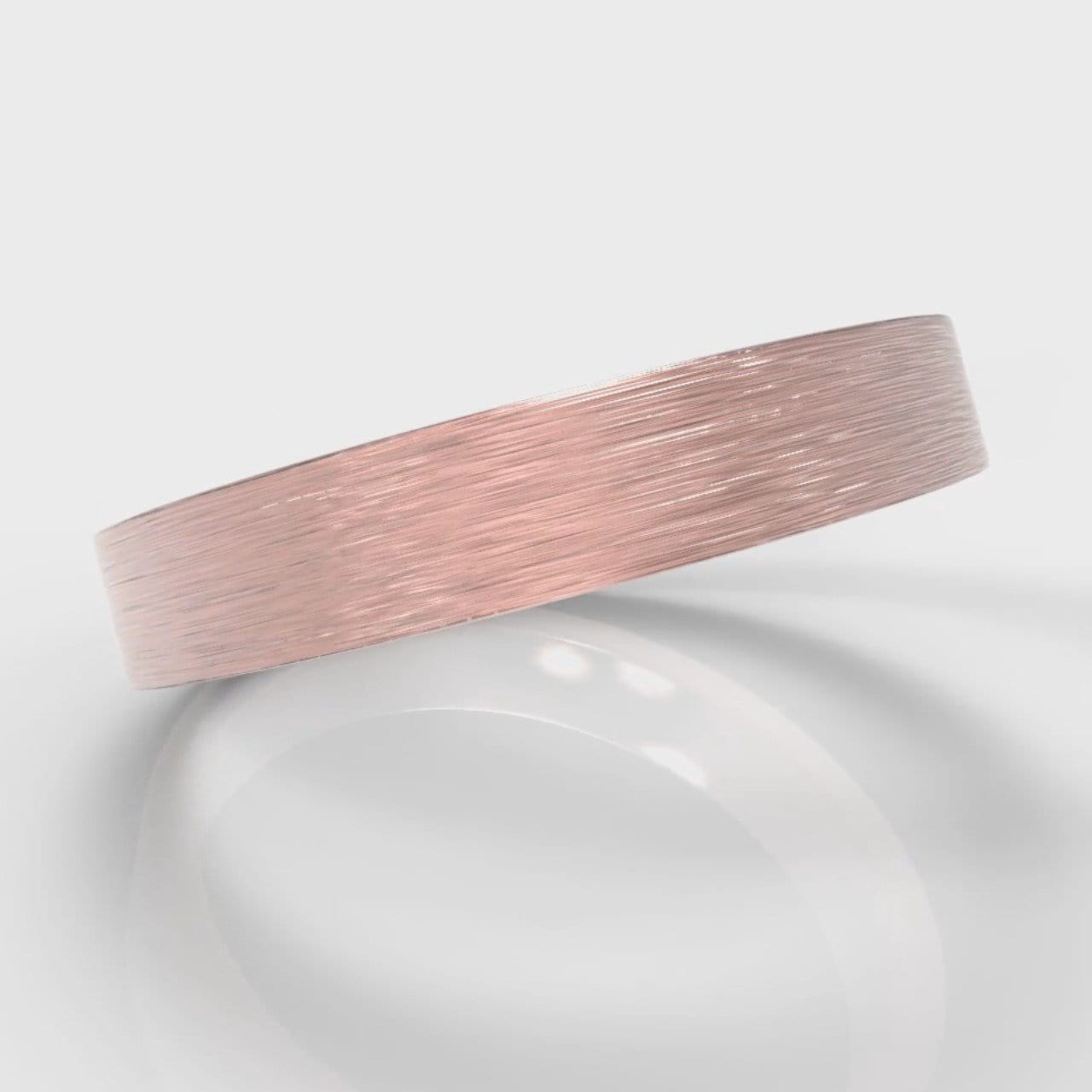 4mm Flat Top Comfort Fit Brushed Wedding Ring - Rose Gold