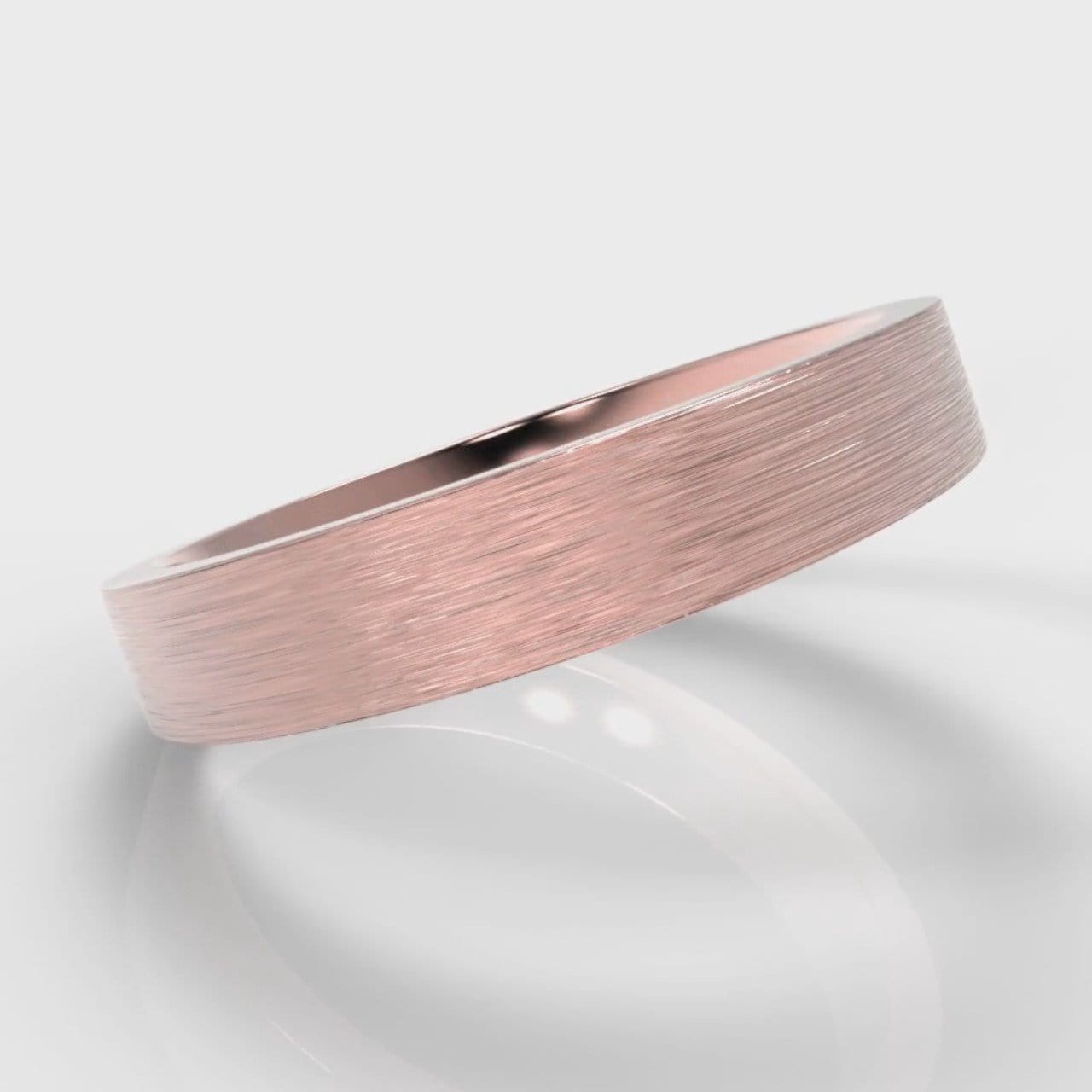 4mm Flat Top Comfort Fit Brushed Wedding Ring - Rose Gold