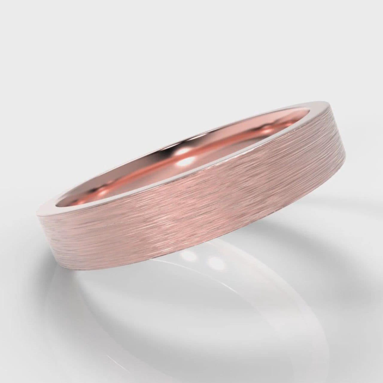 4mm Flat Top Comfort Fit Brushed Wedding Ring - Rose Gold