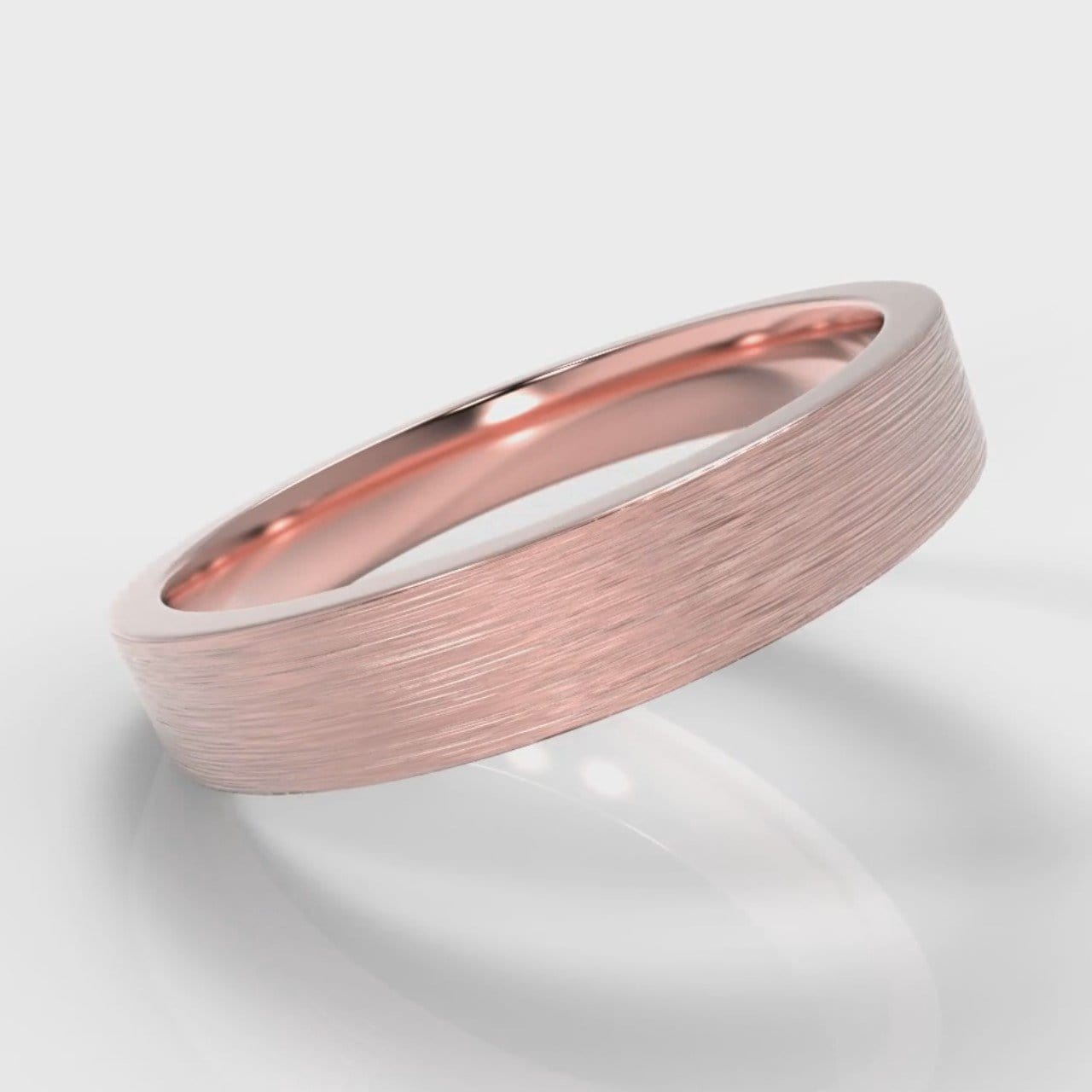 4mm Flat Top Comfort Fit Brushed Wedding Ring - Rose Gold