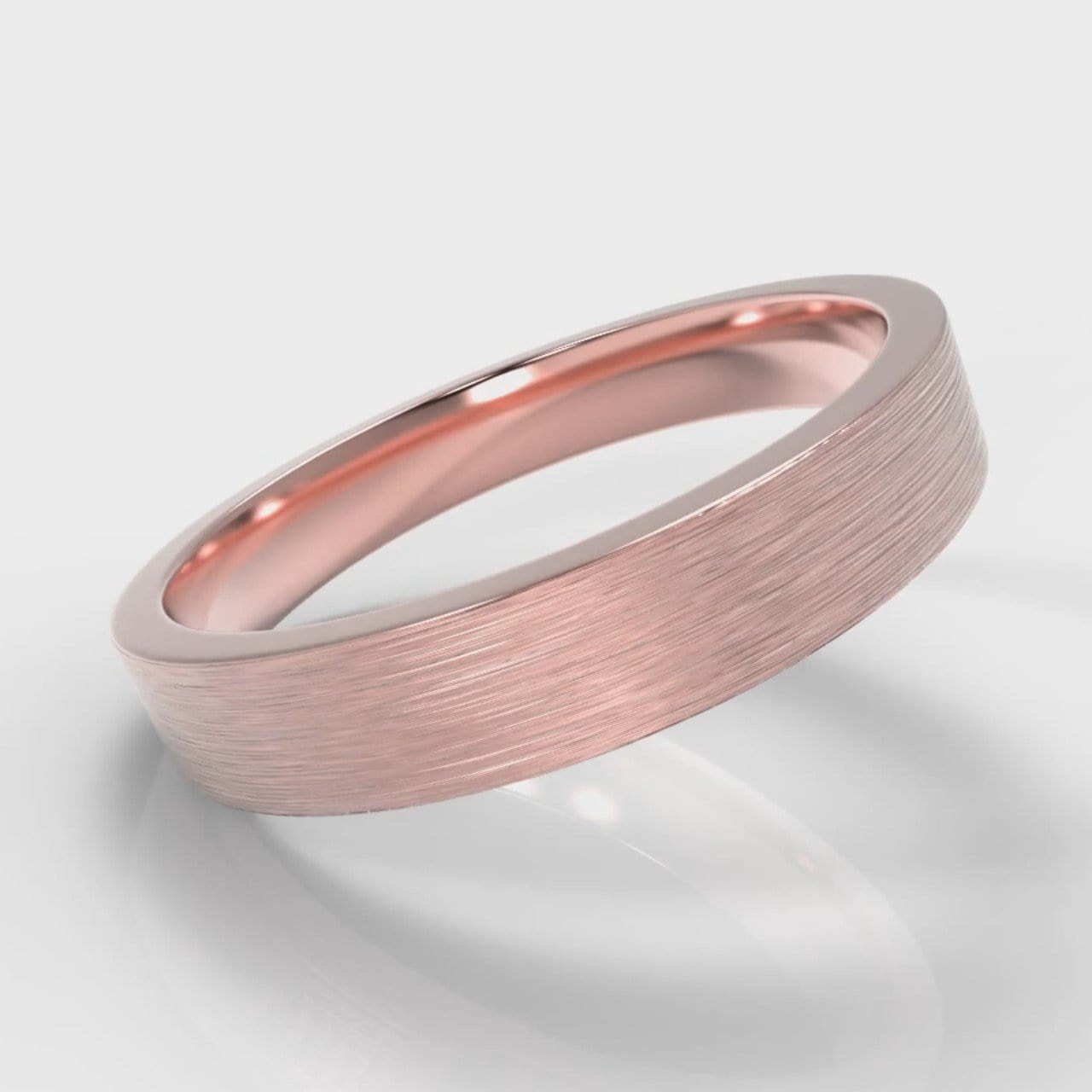 4mm Flat Top Comfort Fit Brushed Wedding Ring - Rose Gold