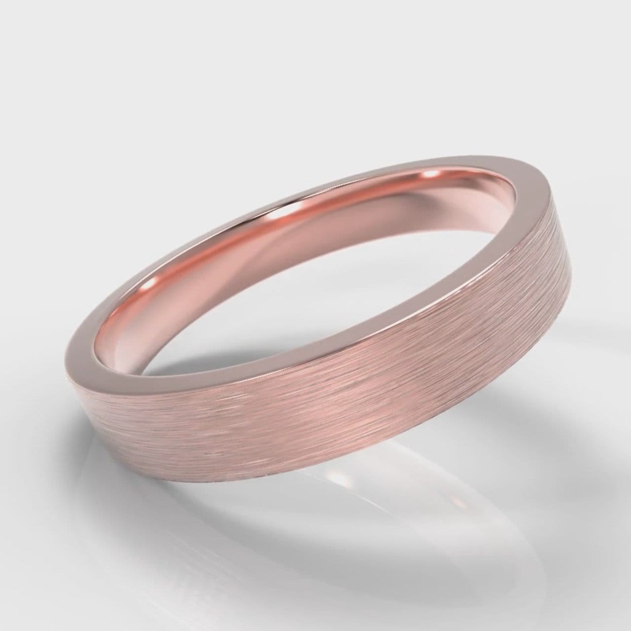 4mm Flat Top Comfort Fit Brushed Wedding Ring - Rose Gold