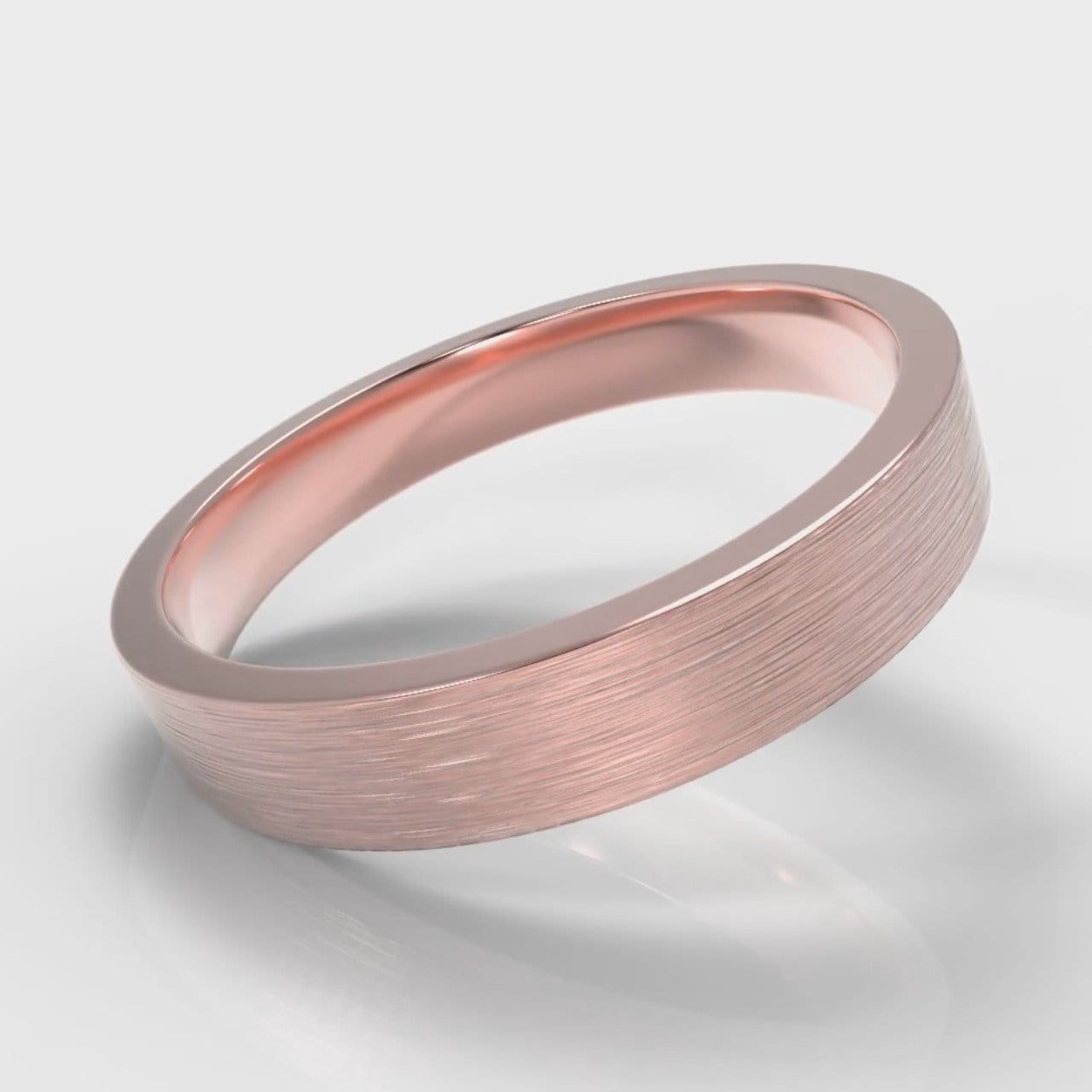 4mm Flat Top Comfort Fit Brushed Wedding Ring - Rose Gold