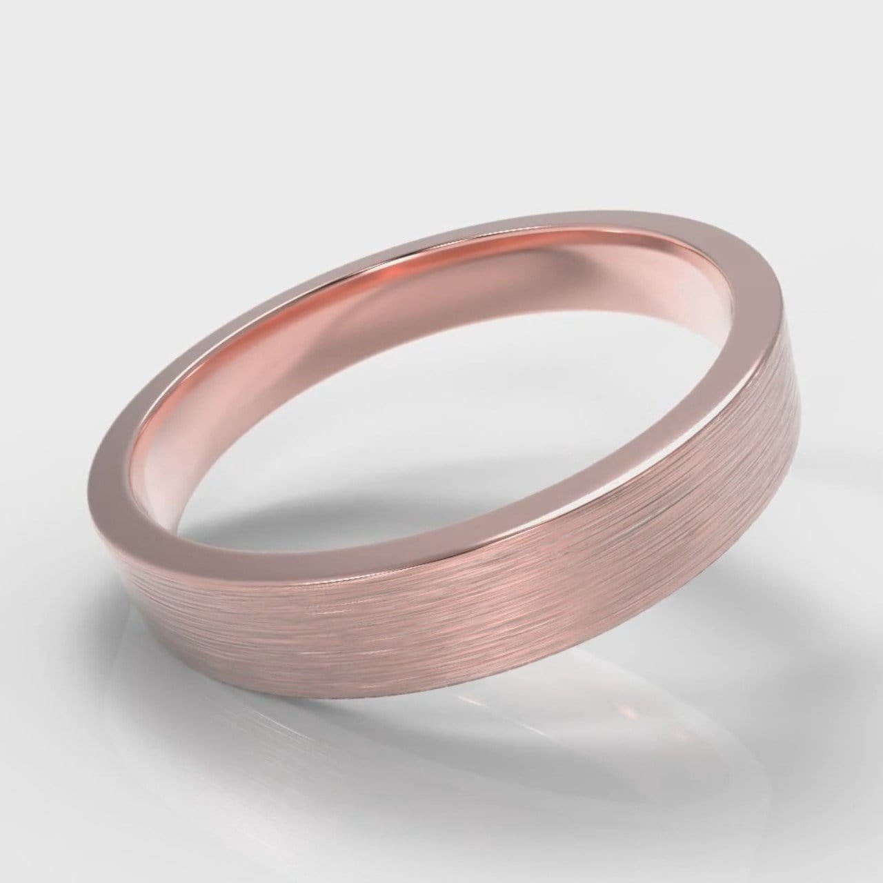 4mm Flat Top Comfort Fit Brushed Wedding Ring - Rose Gold