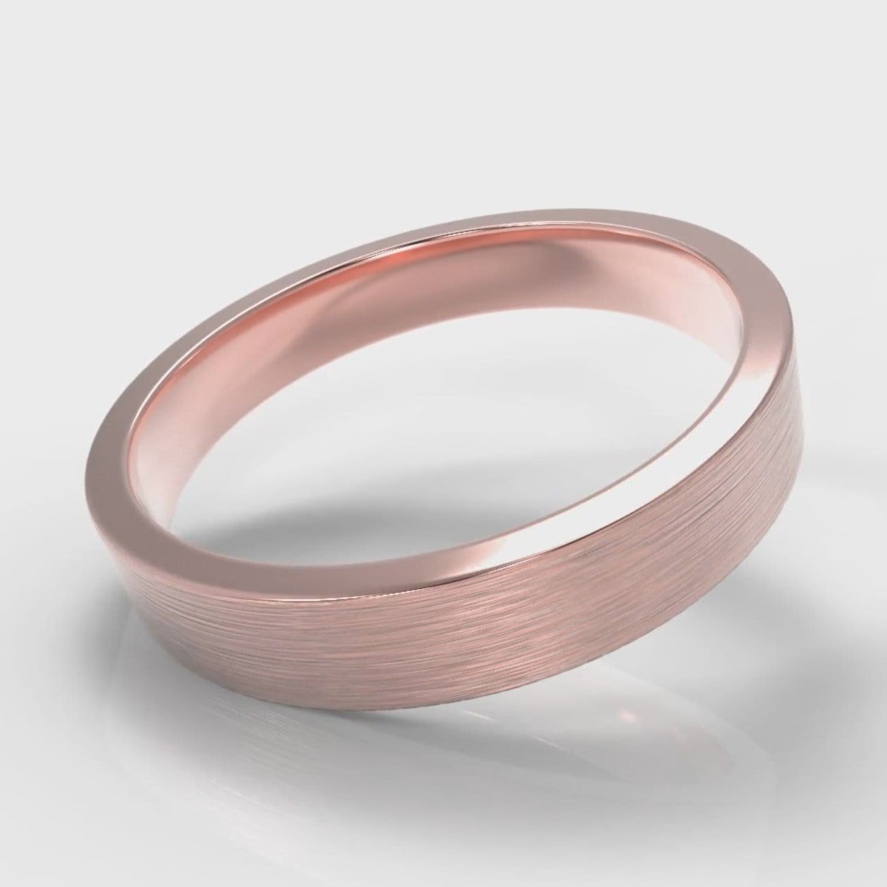 4mm Flat Top Comfort Fit Brushed Wedding Ring - Rose Gold